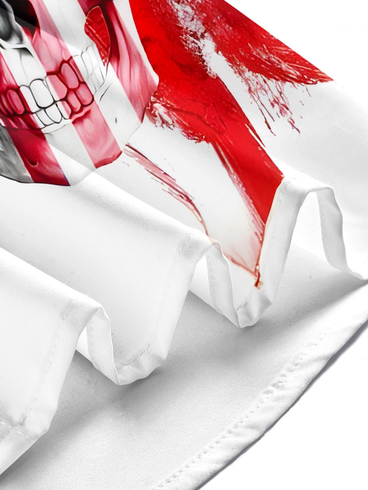 Independence Day Skull Men's Pocket Short Sleeve Shirts