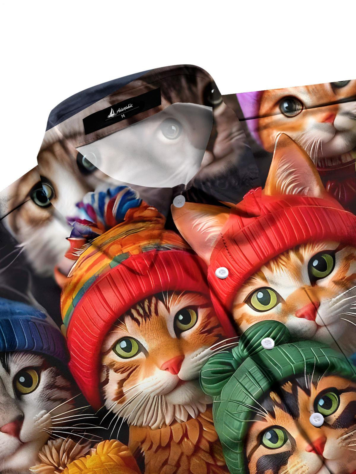 Funny Cat Men's Pocket Long Sleeve Shirts