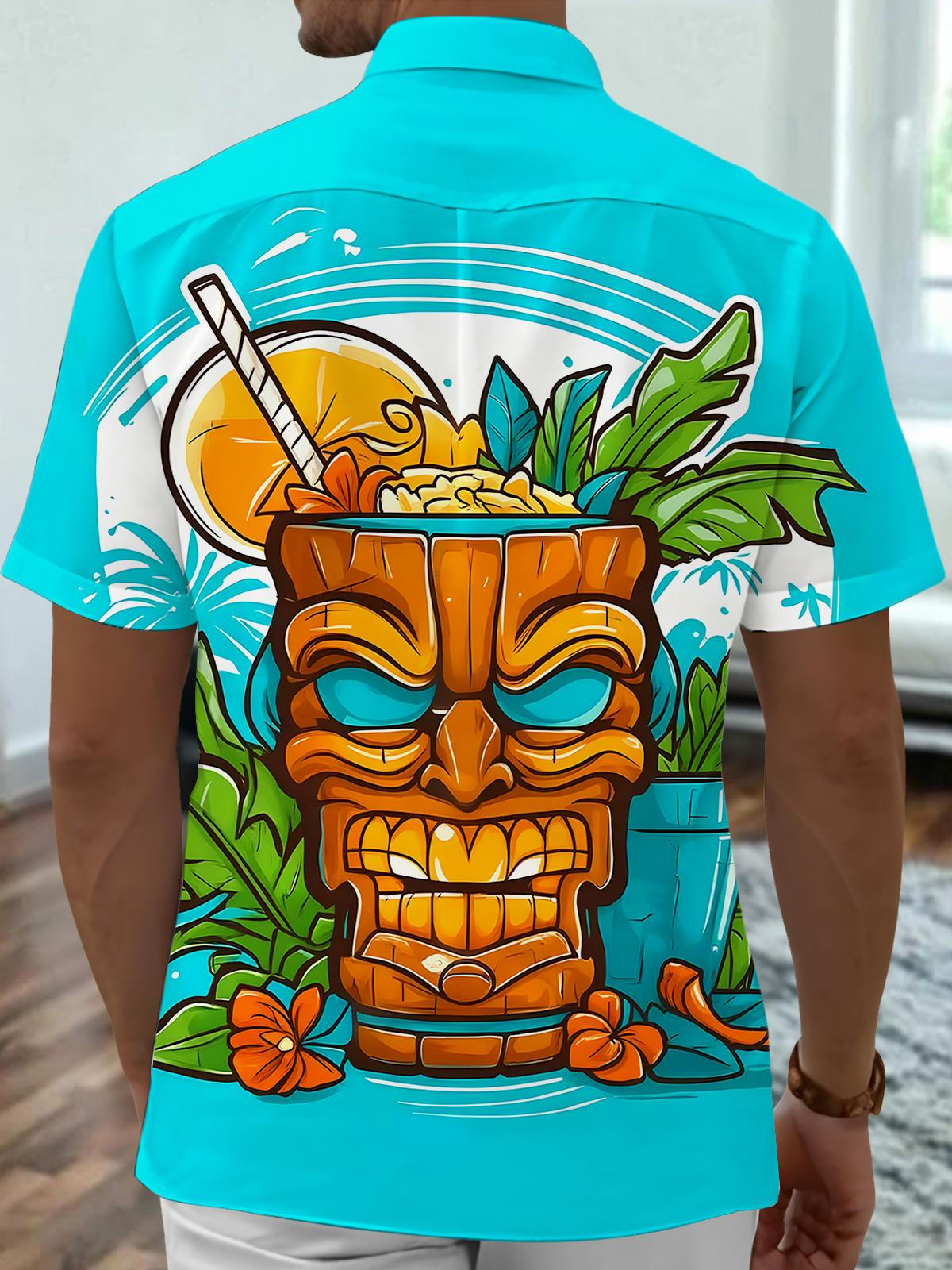 Hawaiian Tiki Men's Pocket Short Sleeve Shirts