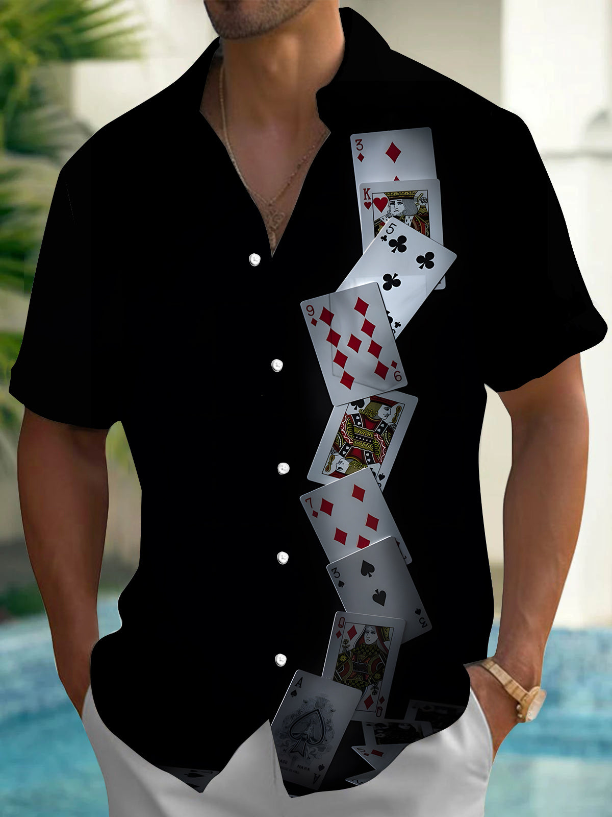 Poker Men's Pocket Short Sleeve Shirts