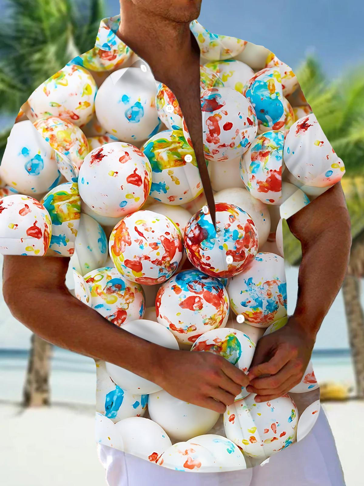 Candy Print Men's Pocket Short Sleeve Shirts