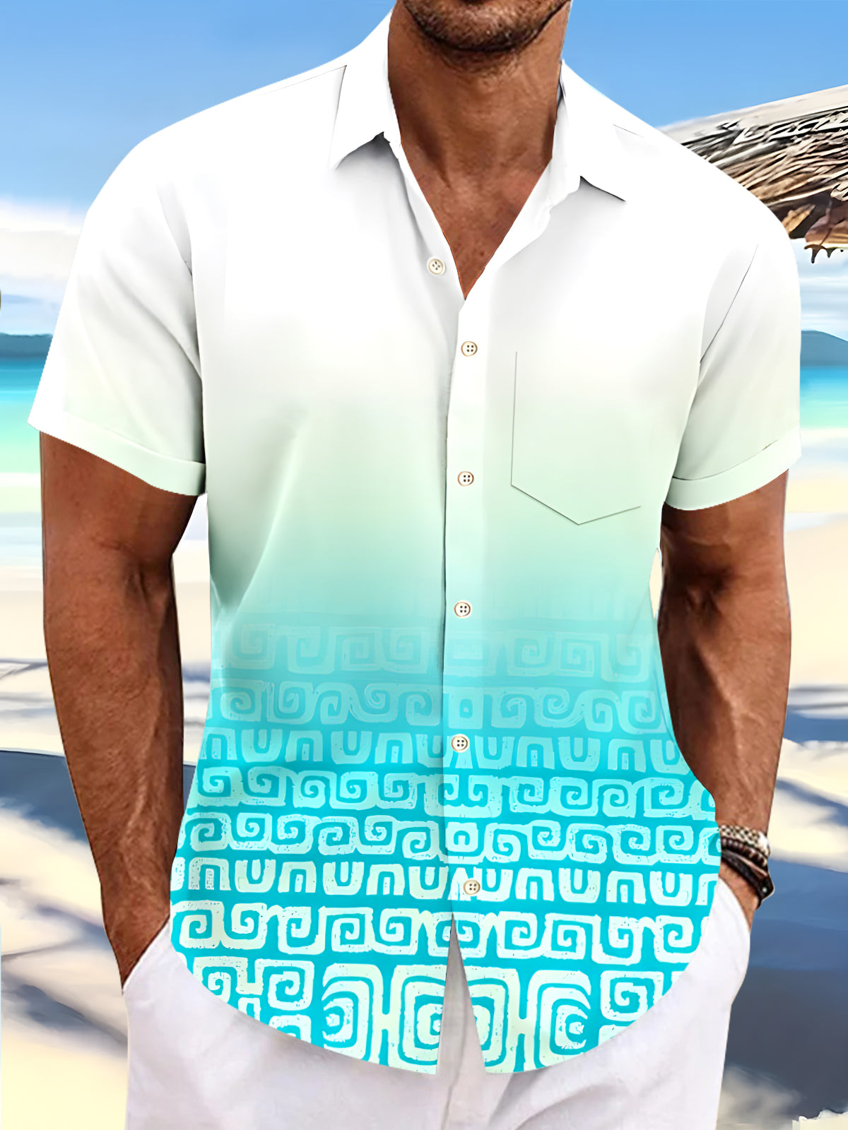 Geometry Men's Pocket Short Sleeve Shirts