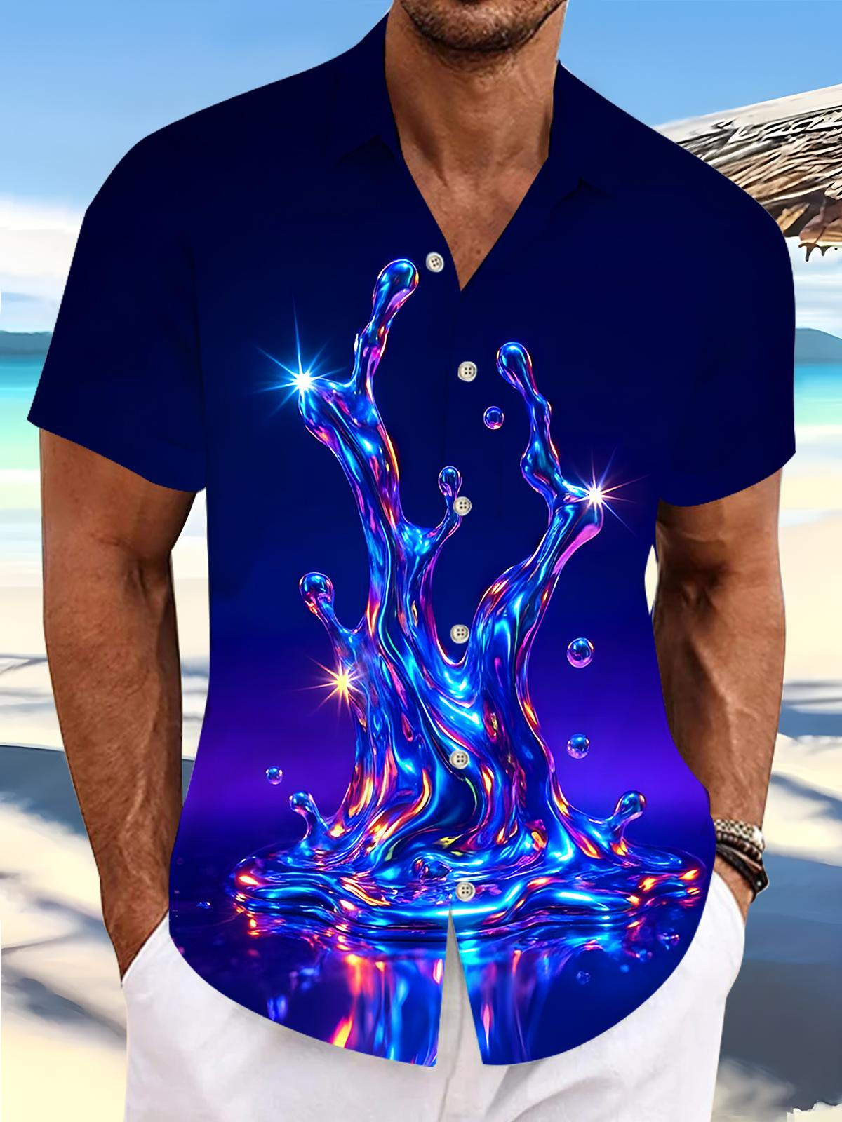Hawaiian Water Drop Men's Pocket Short Sleeve Shirts