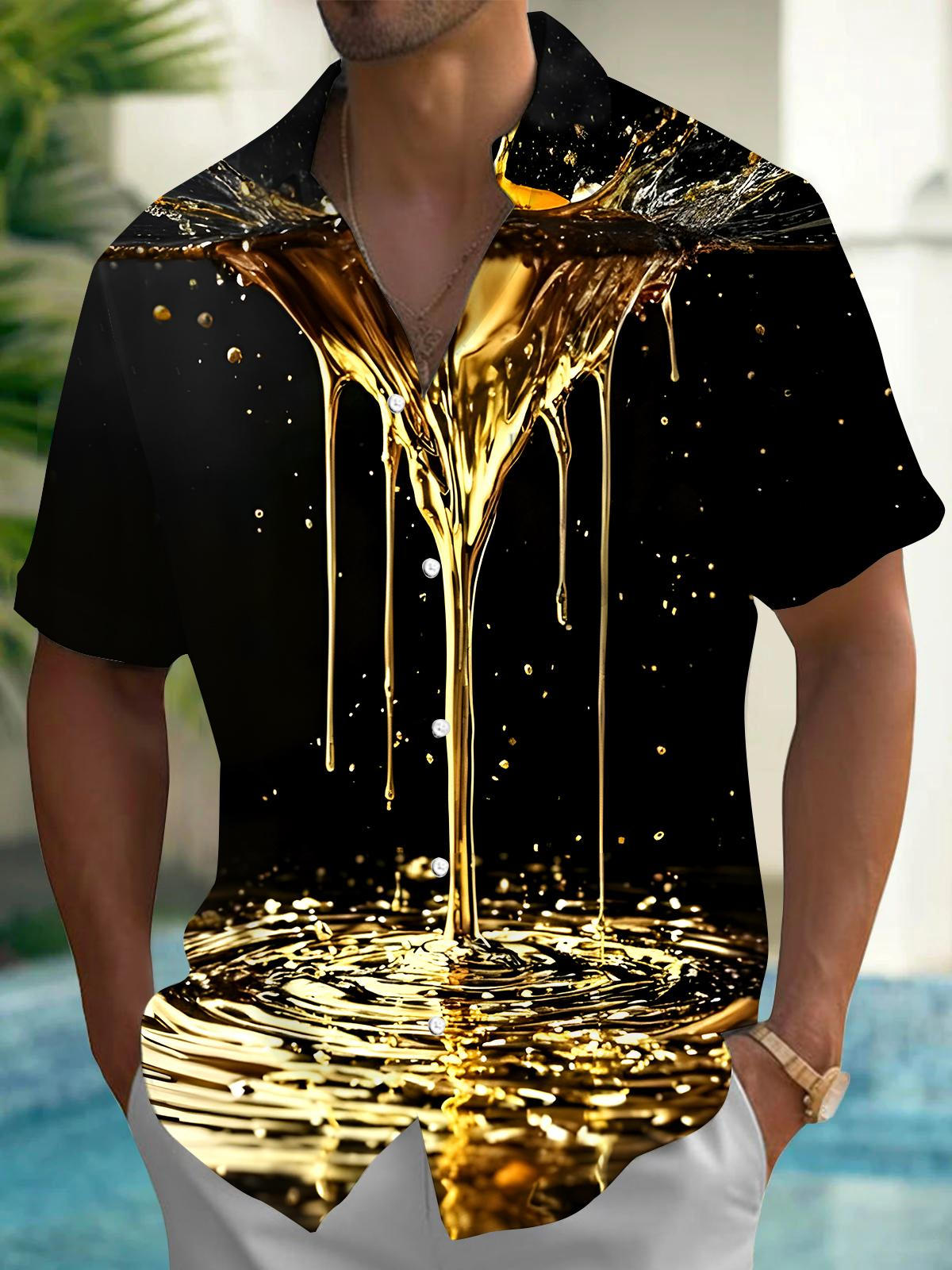 Water Drop Men's Pocket Short Sleeve Shirts