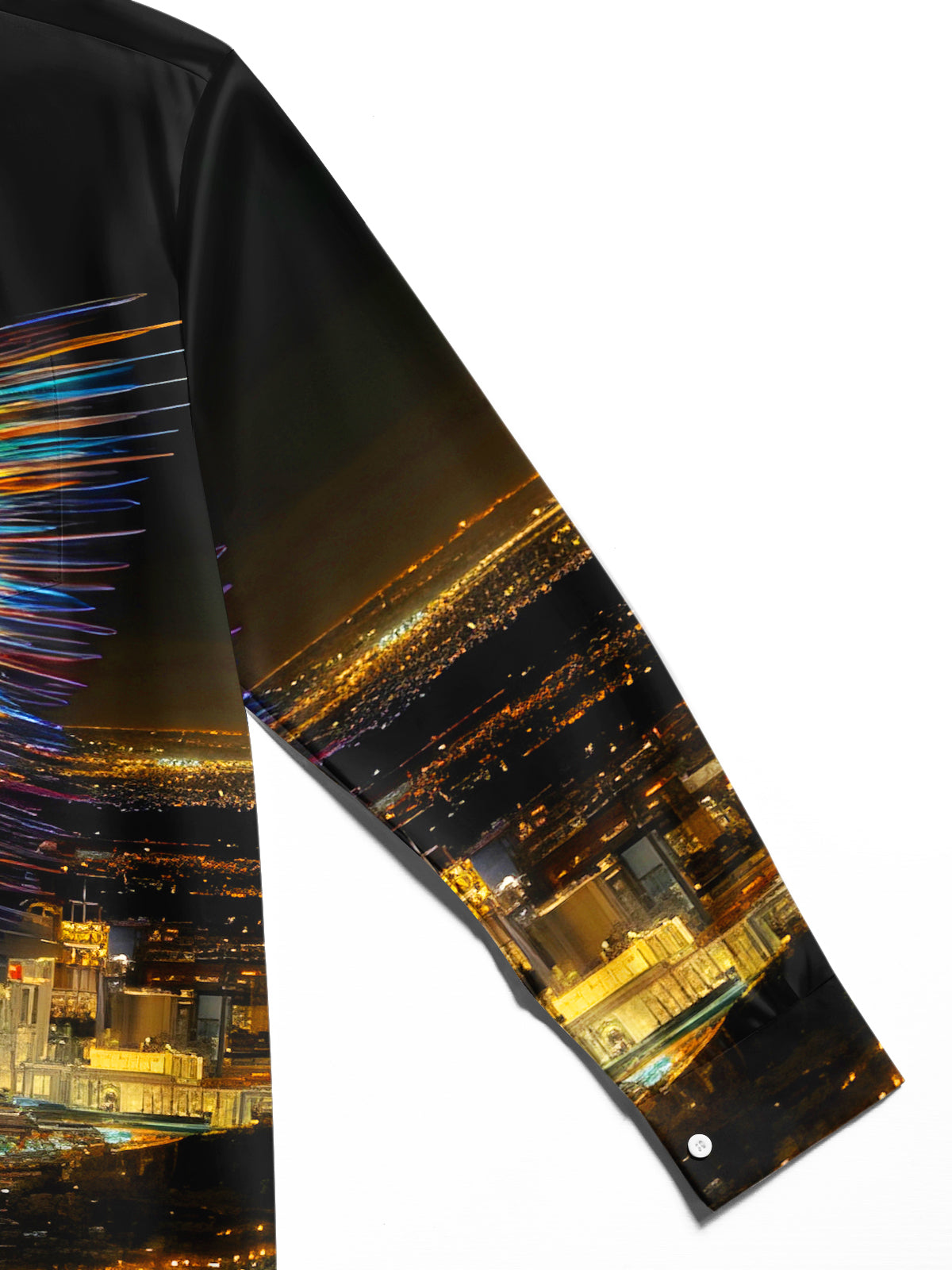 Angel Wings City Architecture Night View Men's Pocket Long Sleeve Shirts