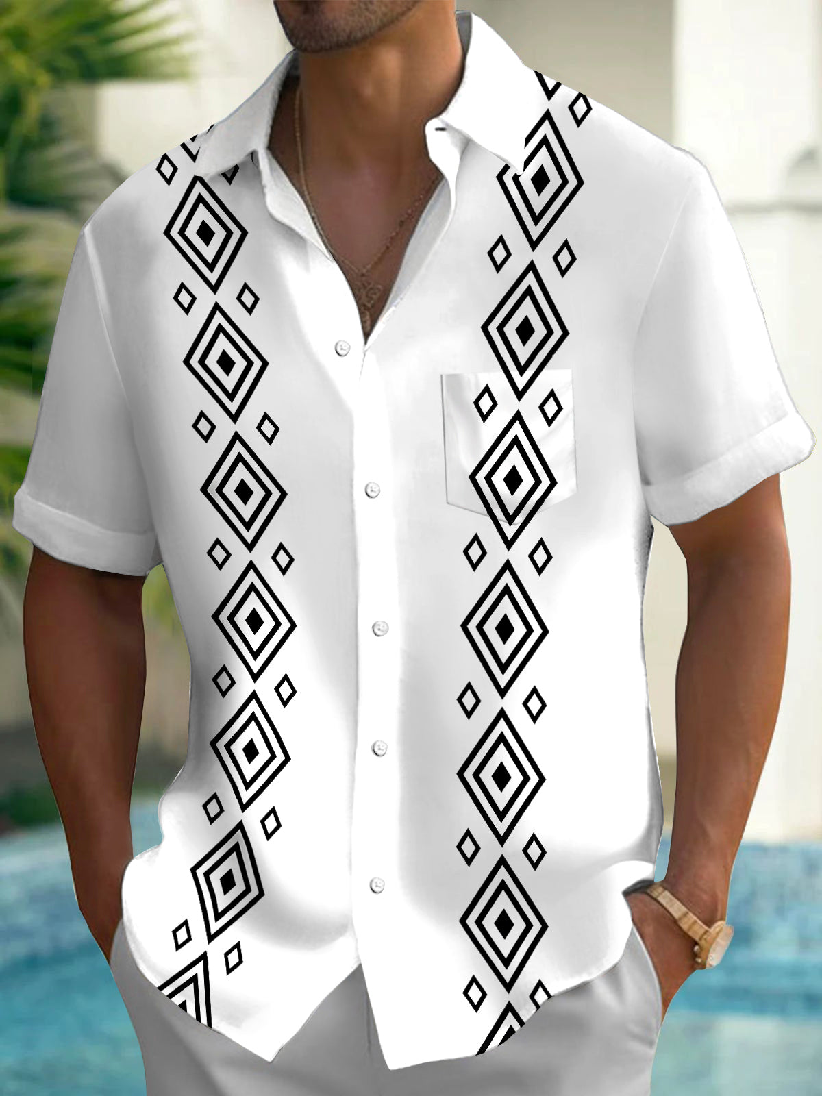 Geometry Men's Pocket Short Sleeve Shirts