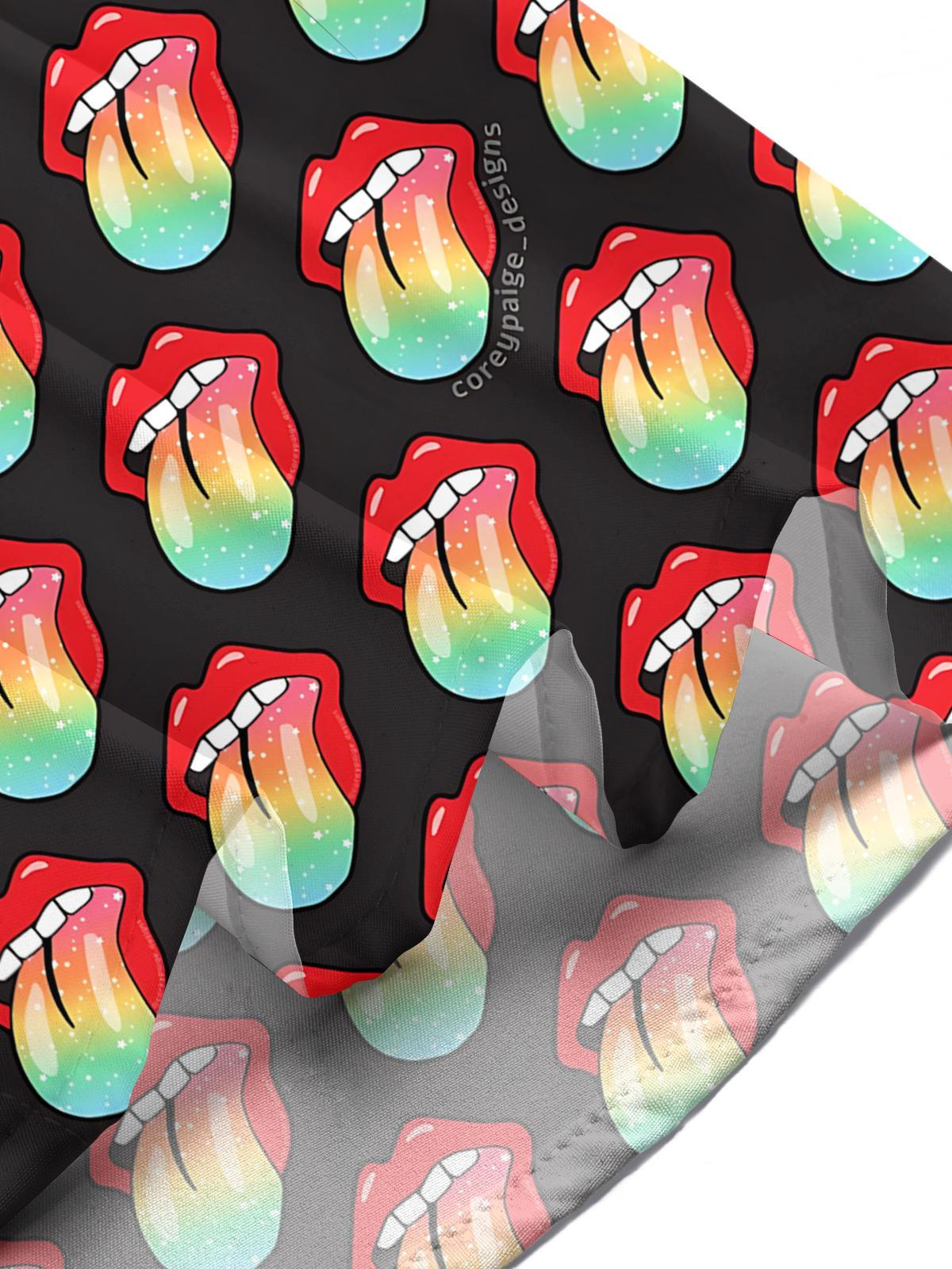 Tongue Print Men's Pocket Short Sleeve Shirts