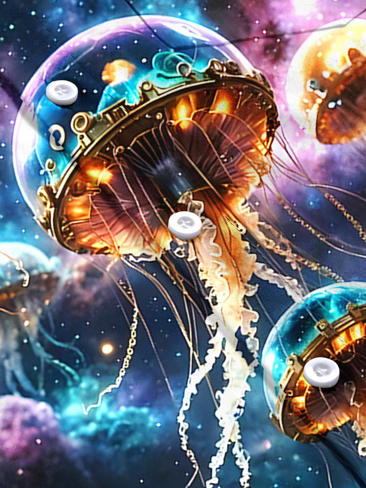 Hawaiian Jellyfish Men's Pocket Short Sleeve Shirts