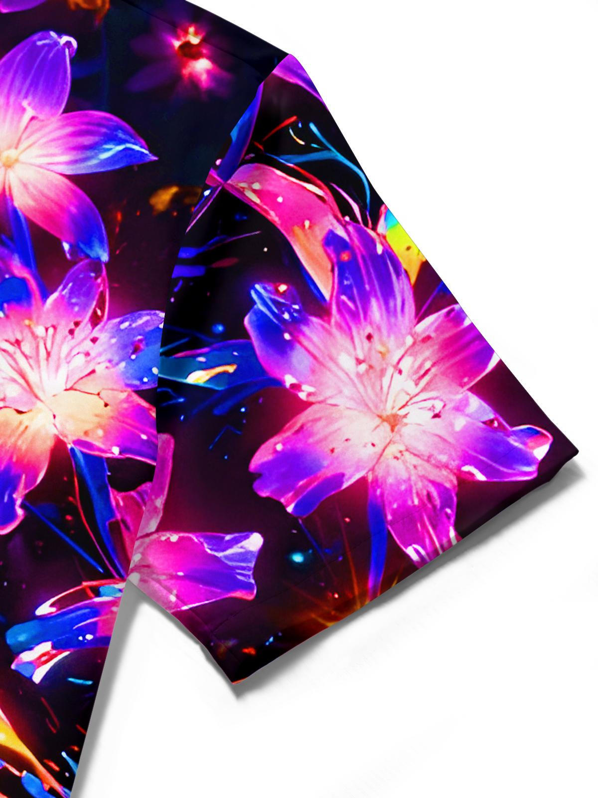 Dazzling Floral Men's Pocket Short Sleeve Shirts