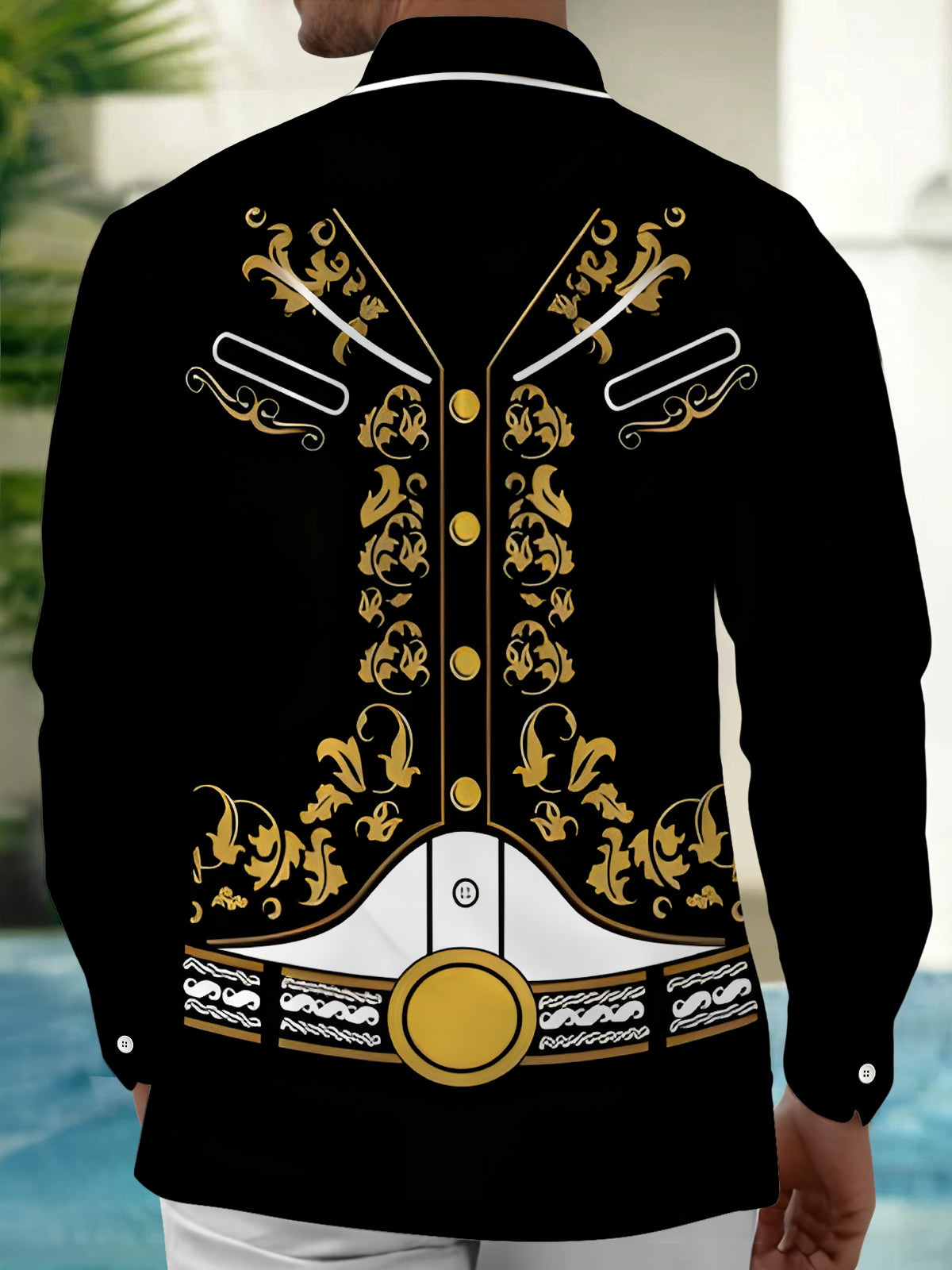 Fun Gentleman Collar Structure Men's Pocket Long Sleeve Shirts