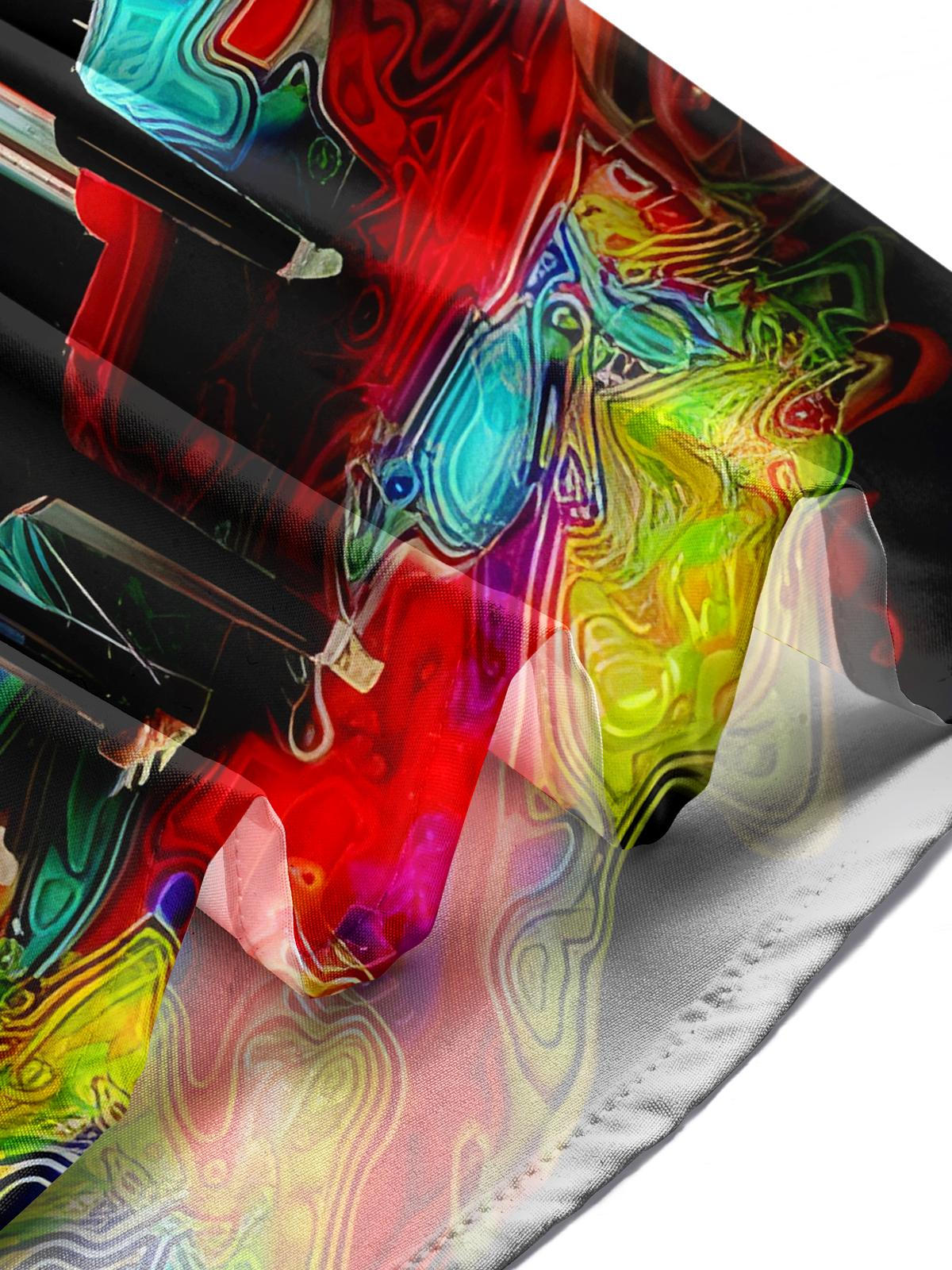 Piano Print Men's Pocket Short Sleeve Shirts