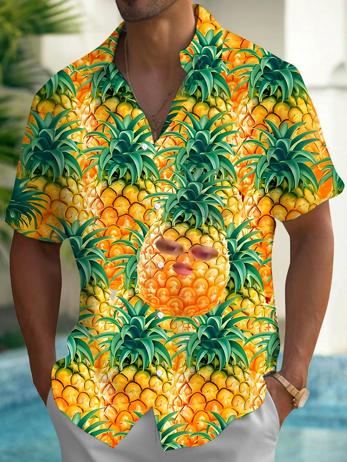 Pineapple Men's Pocket Short Sleeve Shirts
