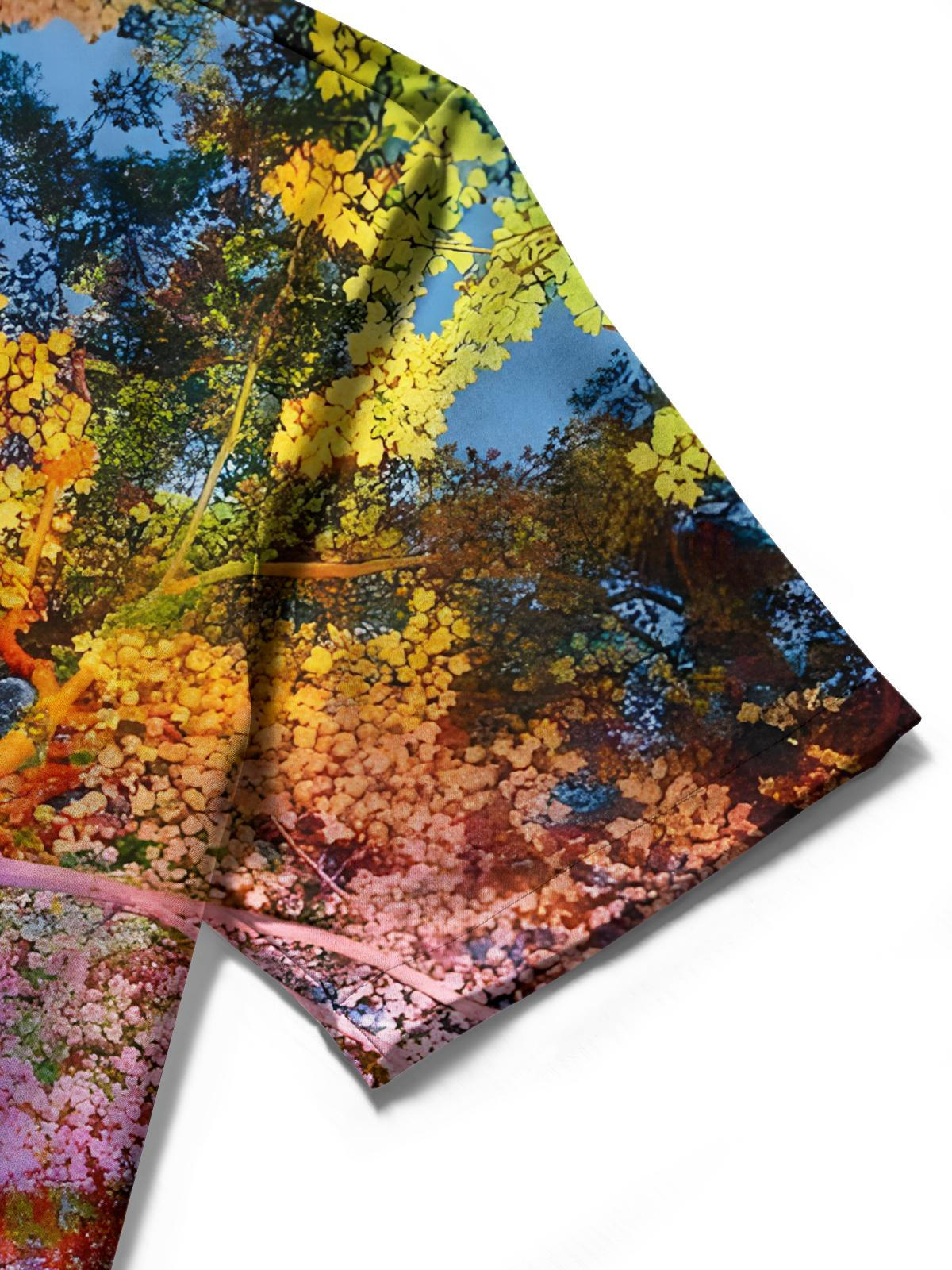 Tree Print Men's Pocket Short Sleeve Shirts