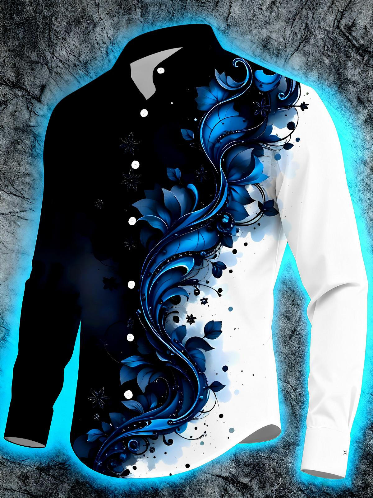 Floral Men's Pocket Long Sleeve Shirts