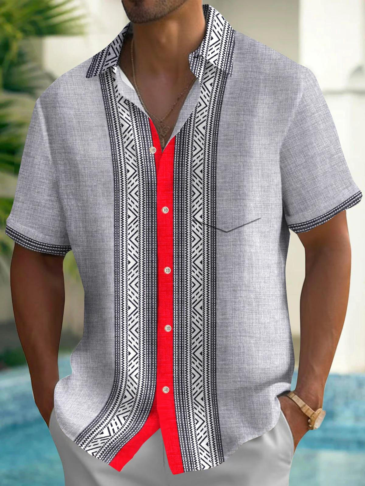 Geometry Men's Pocket Short Sleeve Shirts