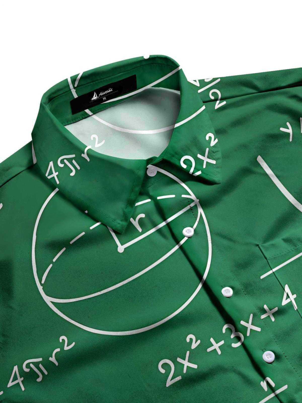 Mathematical Equation Print Men's Pocket Short Sleeve Shirts