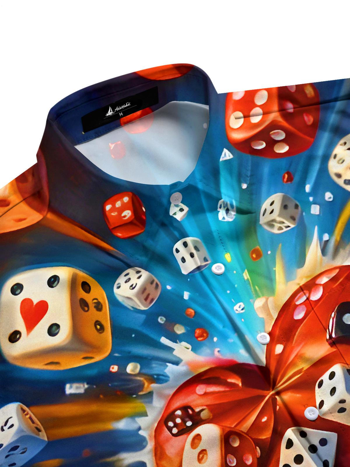 Heart Dice Men's Pocket Short Sleeve Shirts