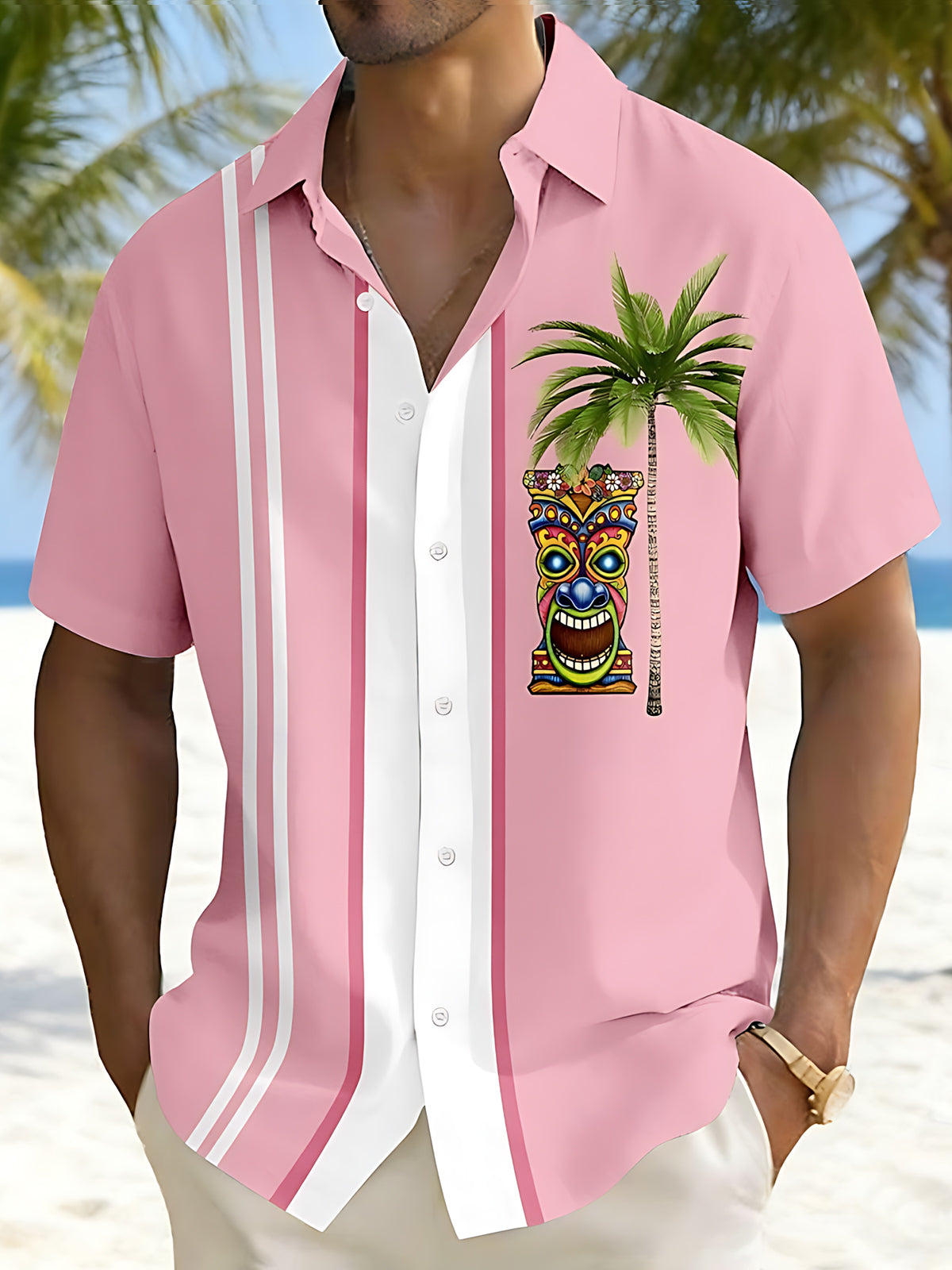 Hawaiian Print Men's Pocket Short Sleeve Shirts