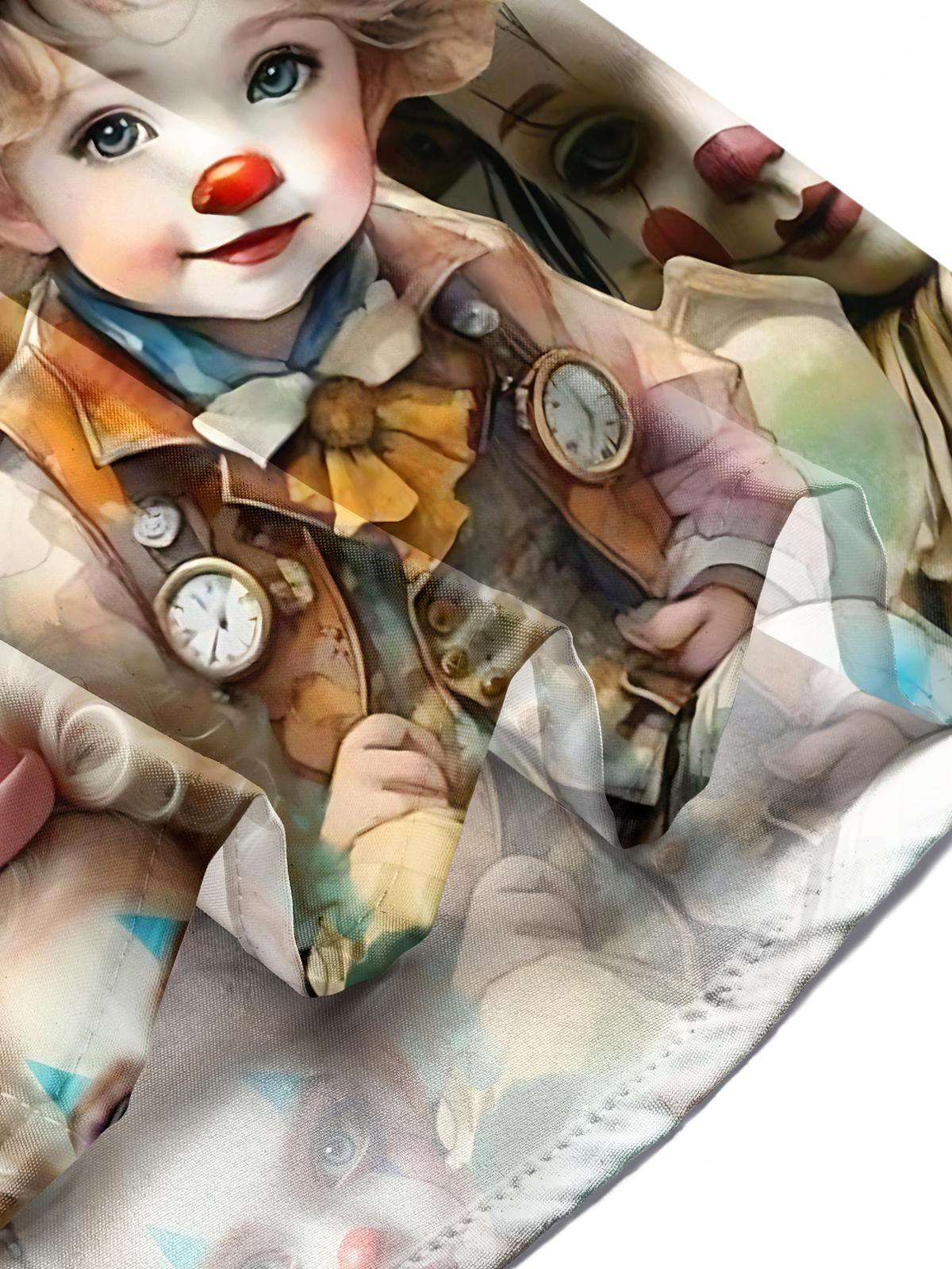 Vintage Clown Print Men's Pocket Short Sleeve Shirts