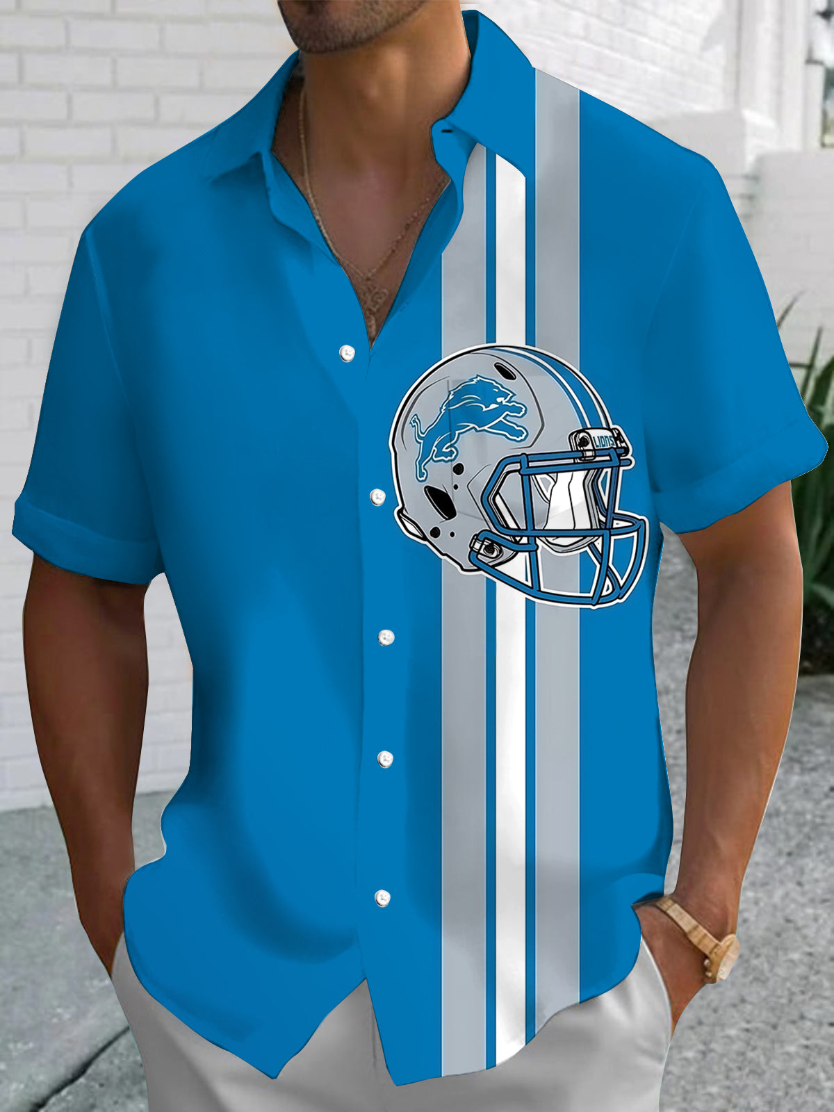 Helmet Print Men's Pocket Short Sleeve Shirts