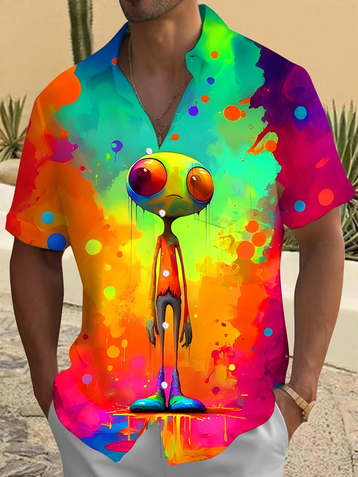 Funny Tie Dye Men's Pocket Short Sleeve Shirts