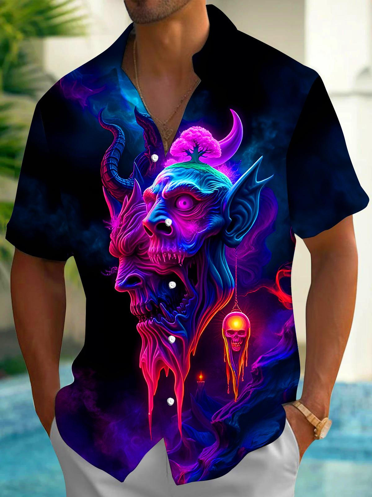 Funny Skull Men's Pocket Short Sleeve Shirts