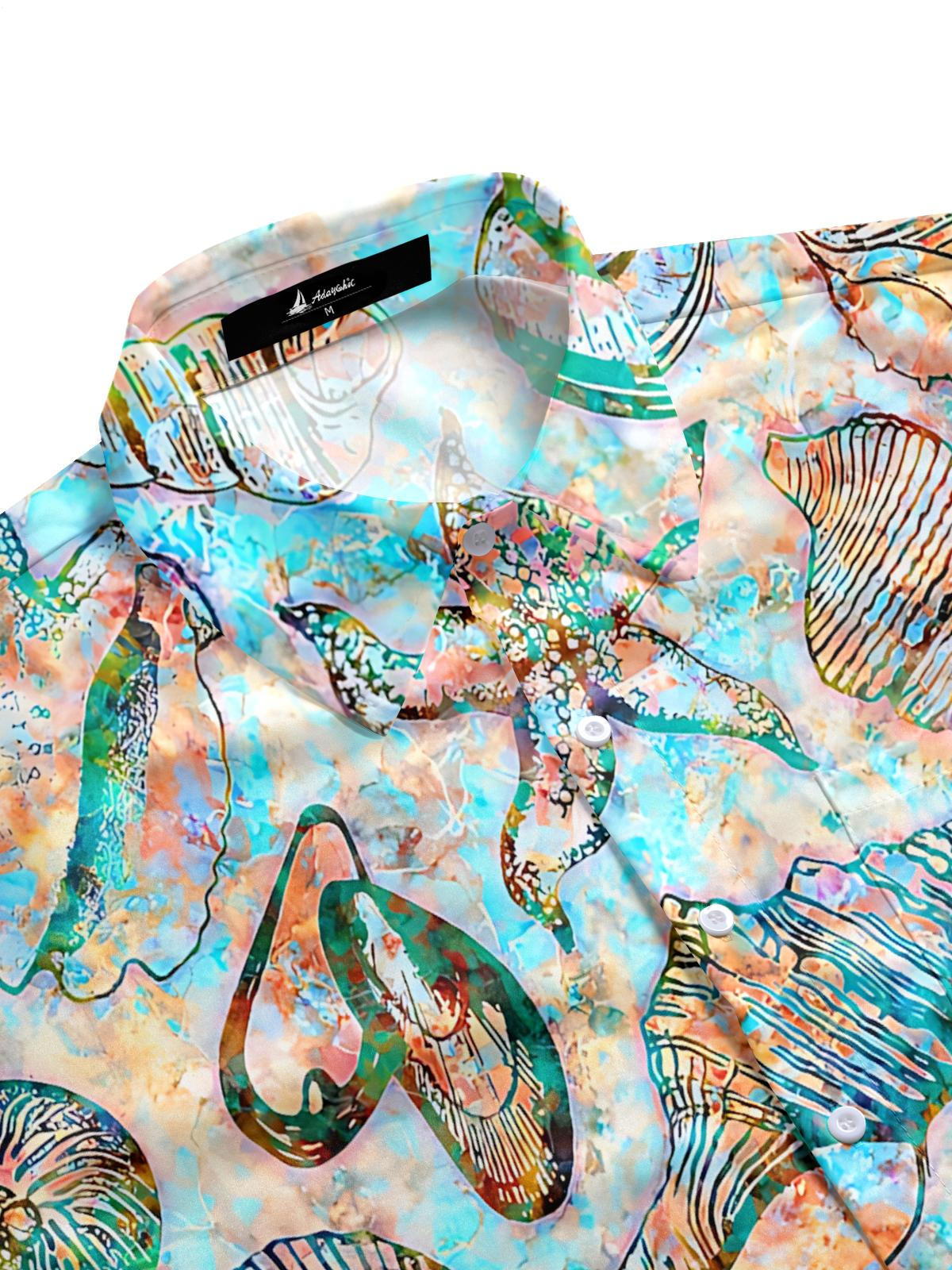 Shell Print Men's Pocket Short Sleeve Shirts