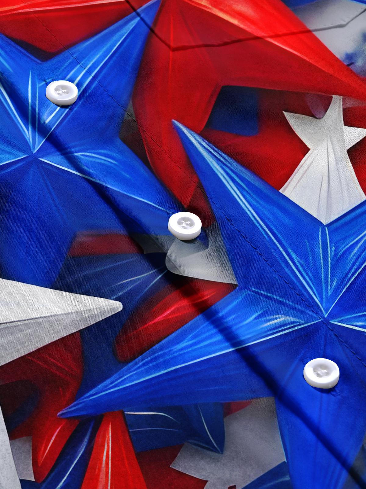 Independence Day Star Men's Pocket Short Sleeve Shirts