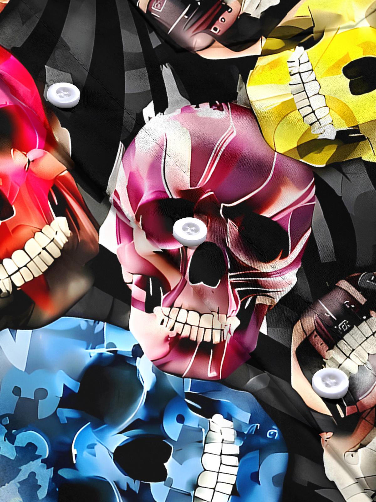 Skull Men's Pocket Short Sleeve Shirts