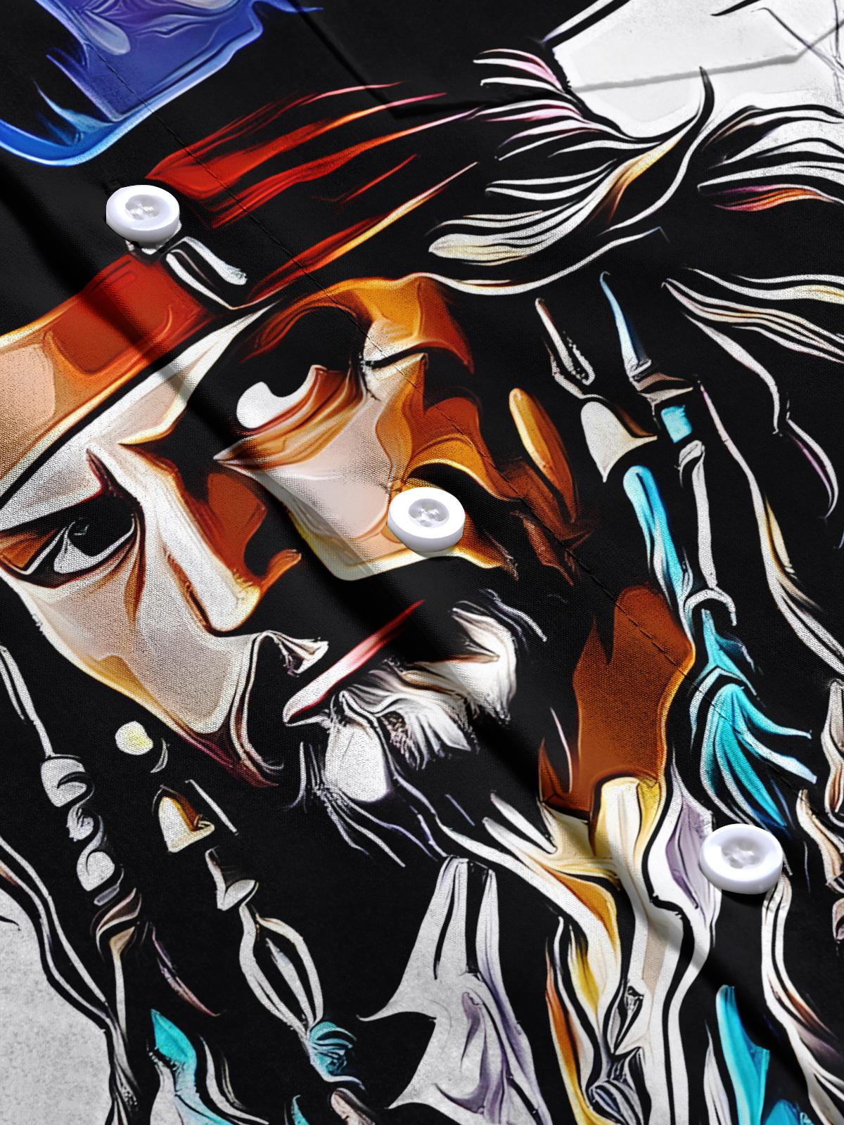 Pirate Ship Print Men's Pocket Short Sleeve Shirts