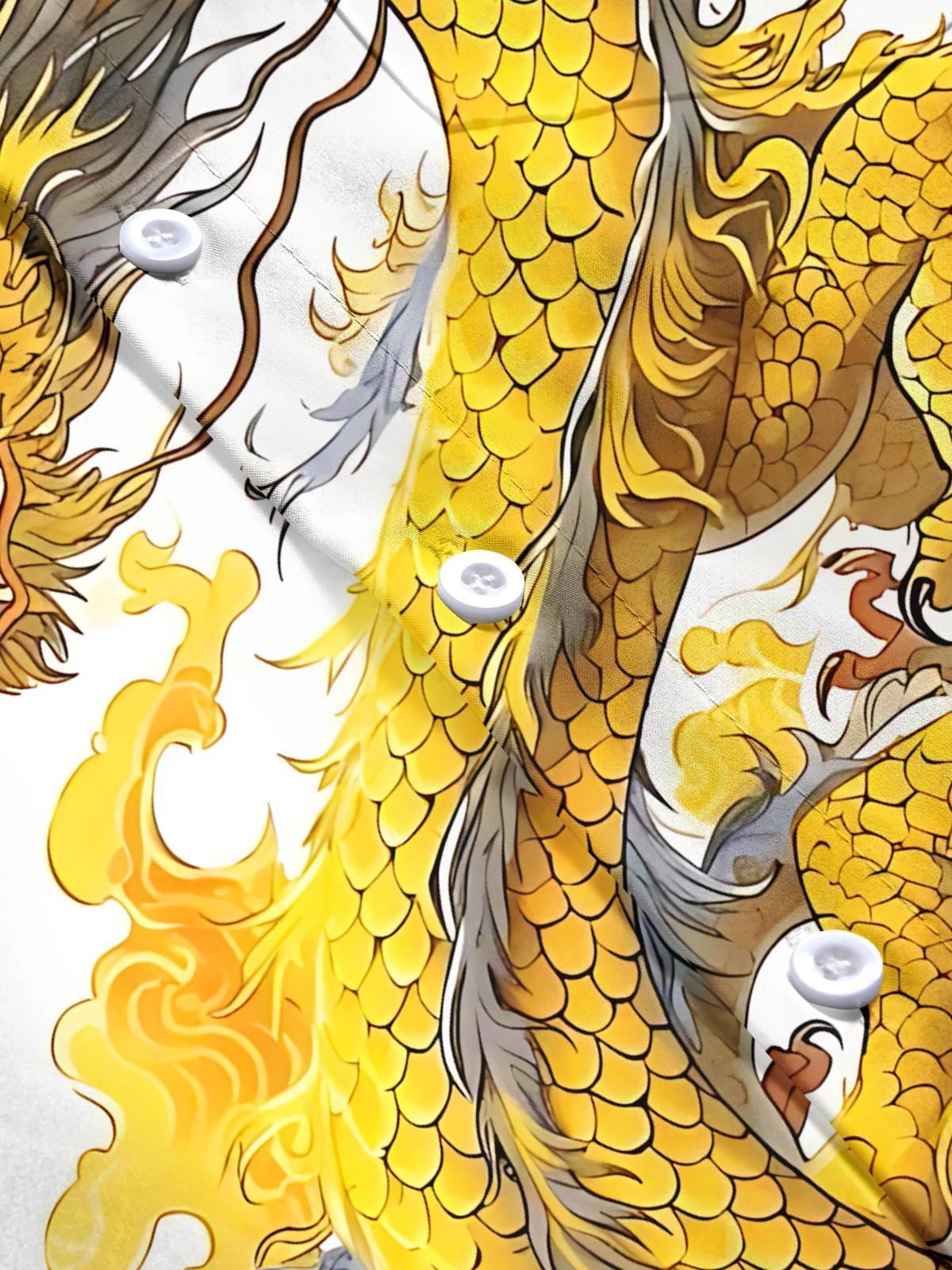 Dragon Print Men's Pocket Short Sleeve Shirts