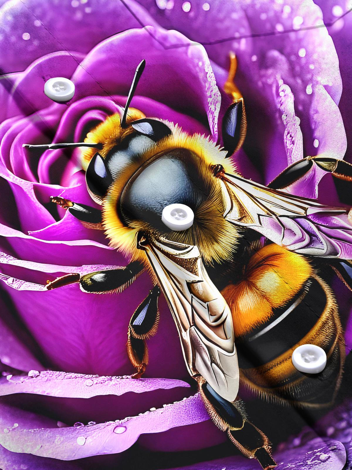 Bee Floral Men's Pocket Short Sleeve Shirts