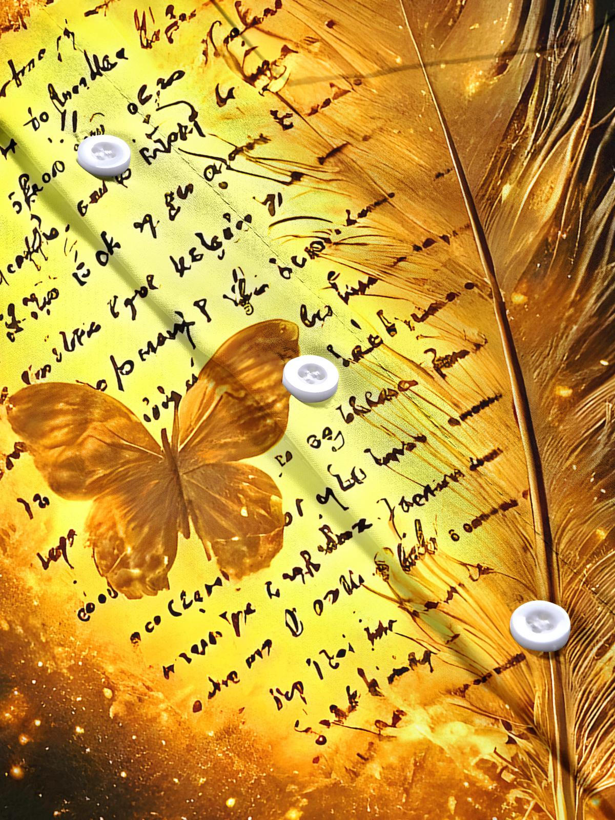 Feather Butterfly Men's Pocket Short Sleeve Shirts