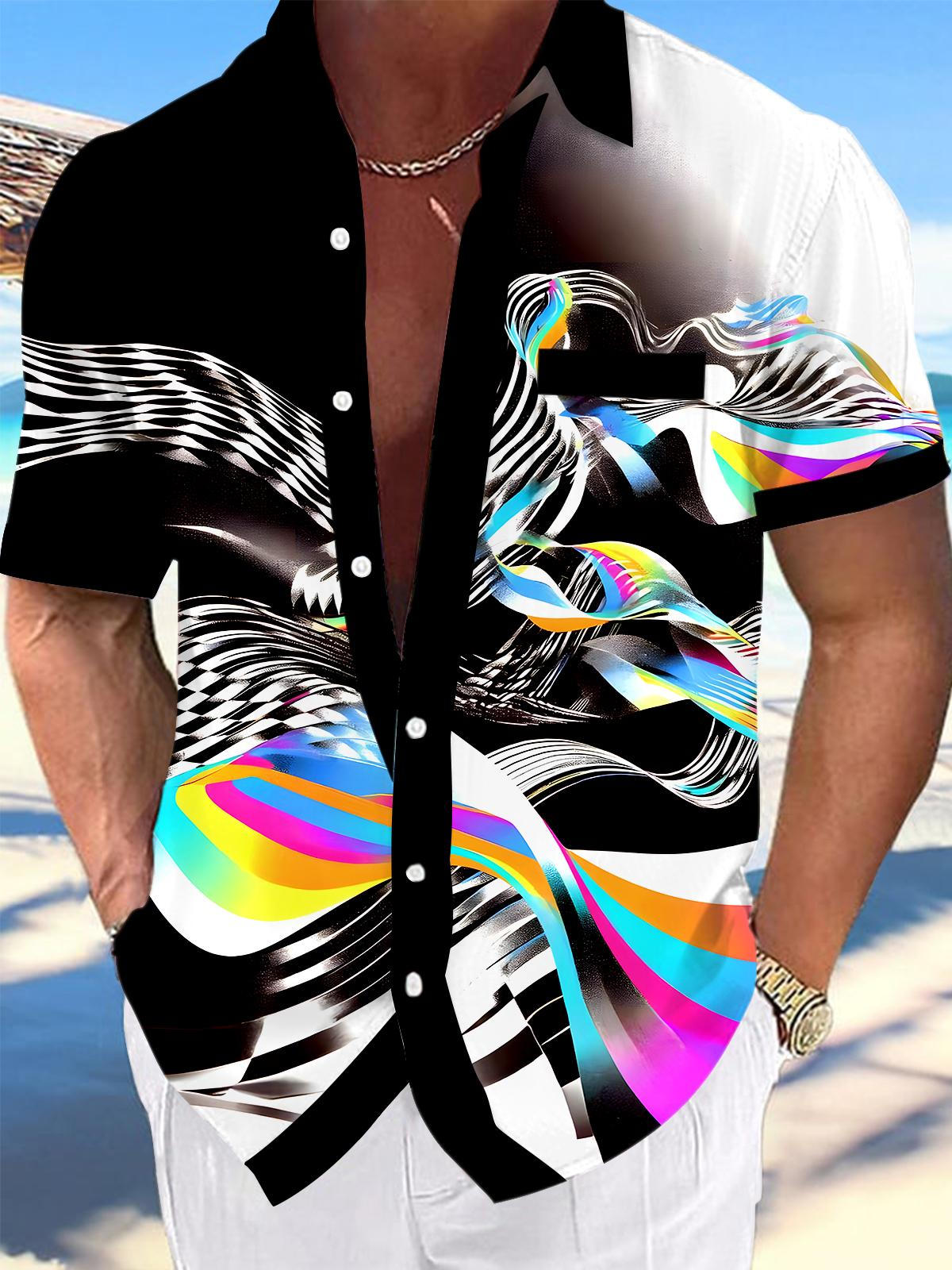 Tie Dye Abstract Men's Pocket Short Sleeve Shirts