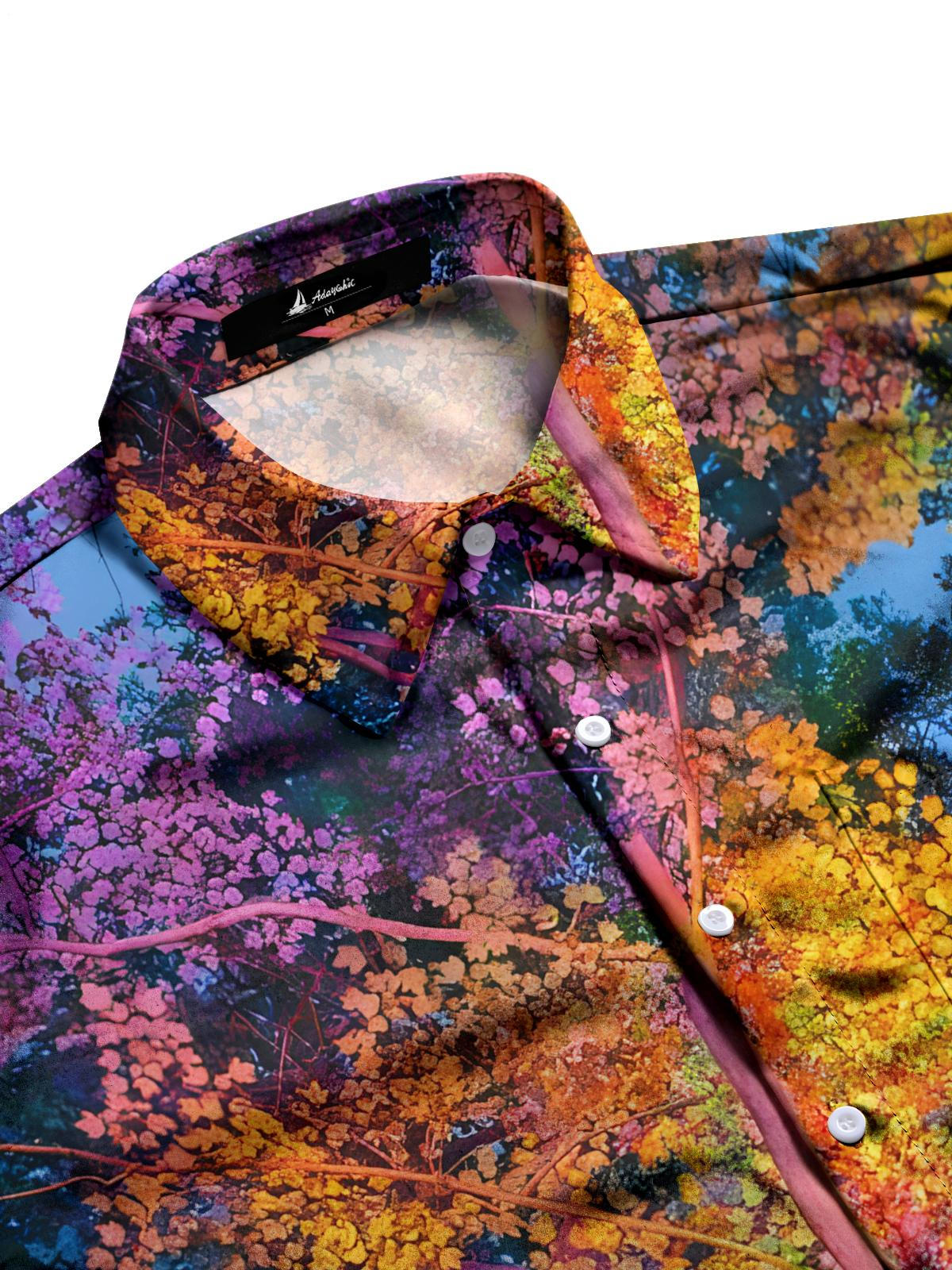 Tree Print Men's Pocket Short Sleeve Shirts