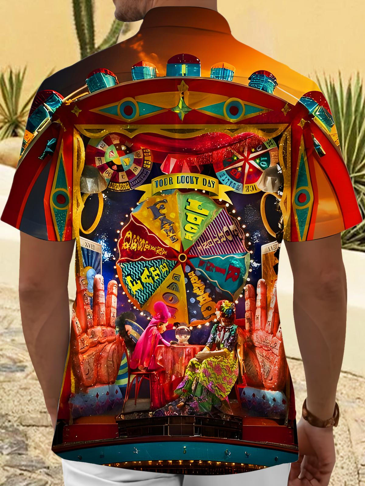 Retro Fun Abstract Roulette Men's Pocket Short Sleeve Shirts