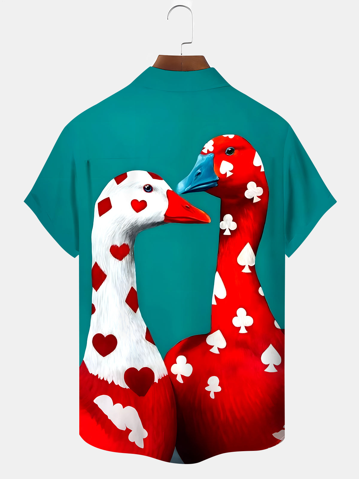 Funny Poker Goose Men's Pocket Short Sleeve Shirts