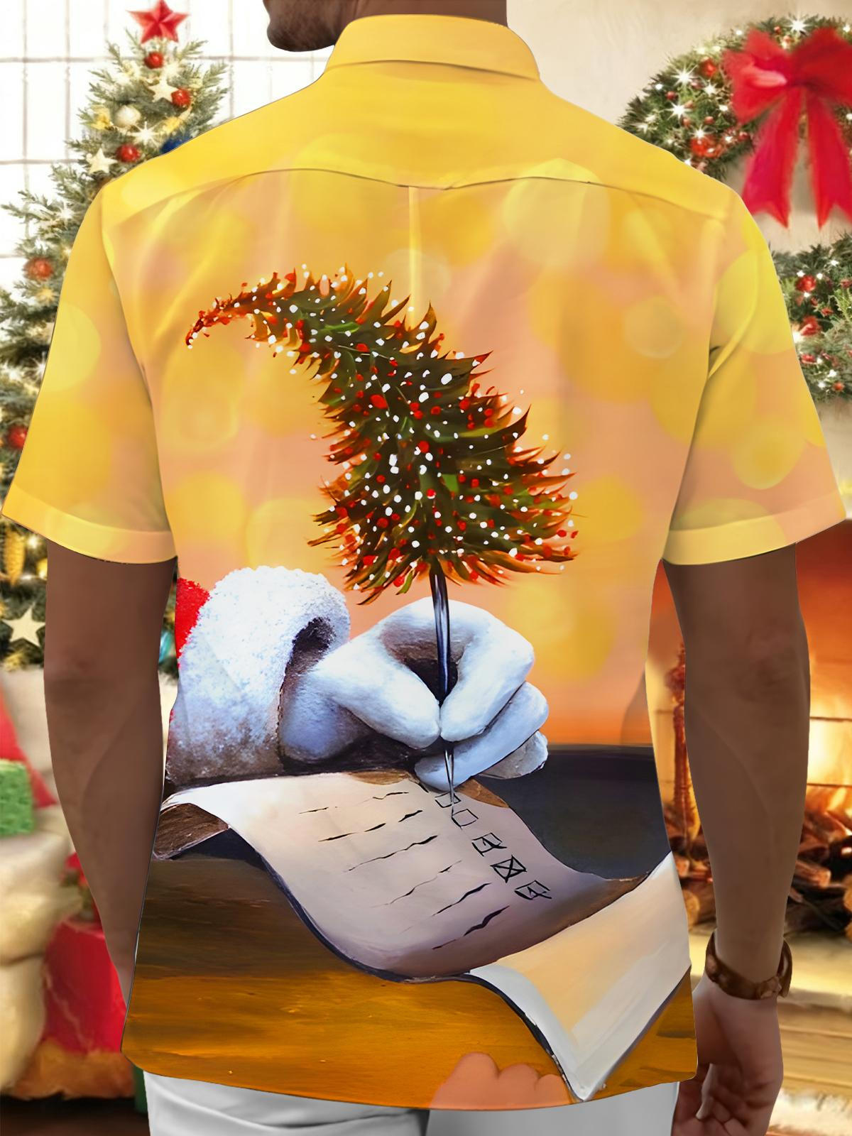 Fun Christmas List Xmas Men's Pocket Short Sleeve Shirts