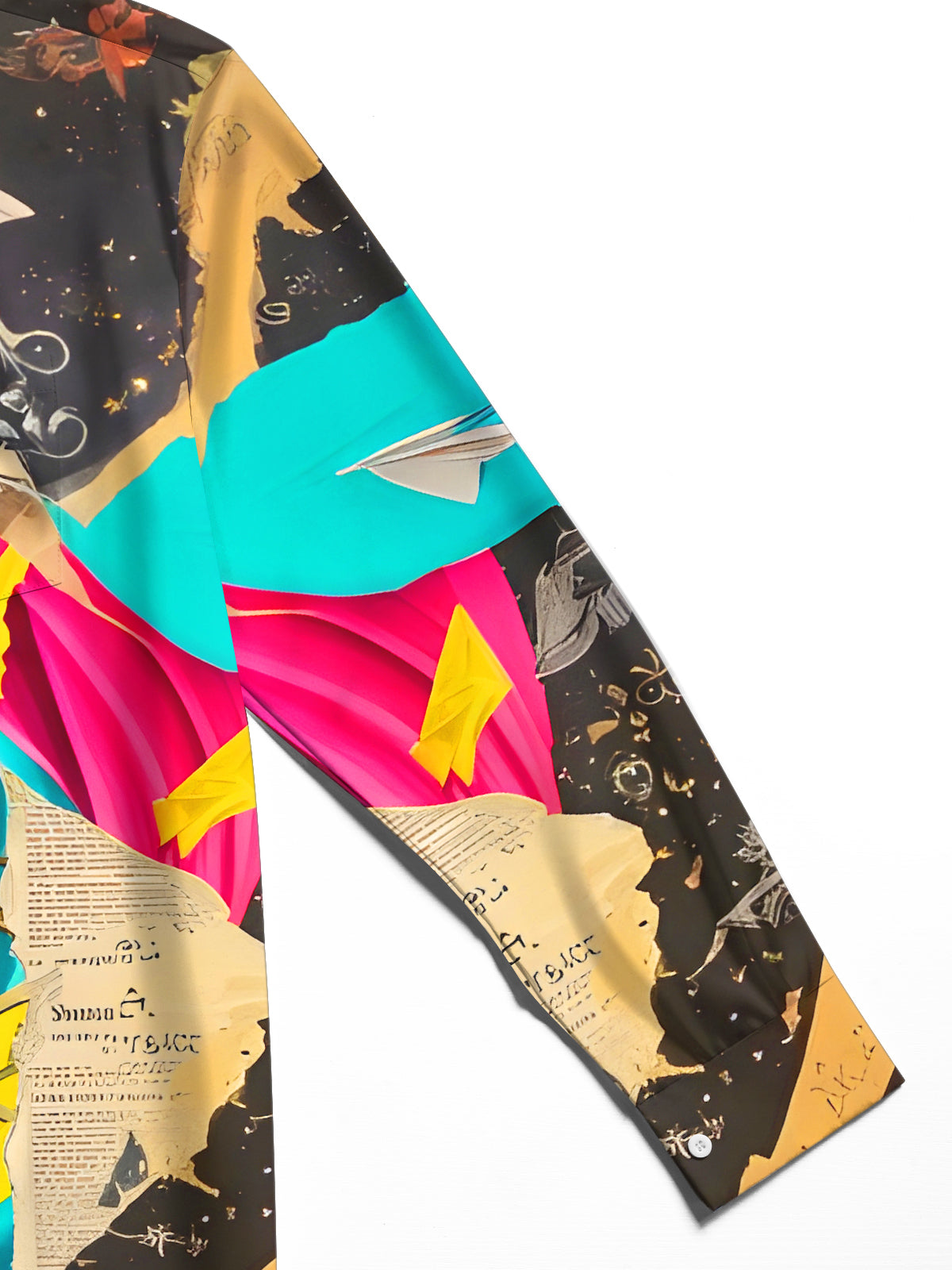 Fun Art Paper Airplane Swirl Men's Pocket Long Sleeve Shirts