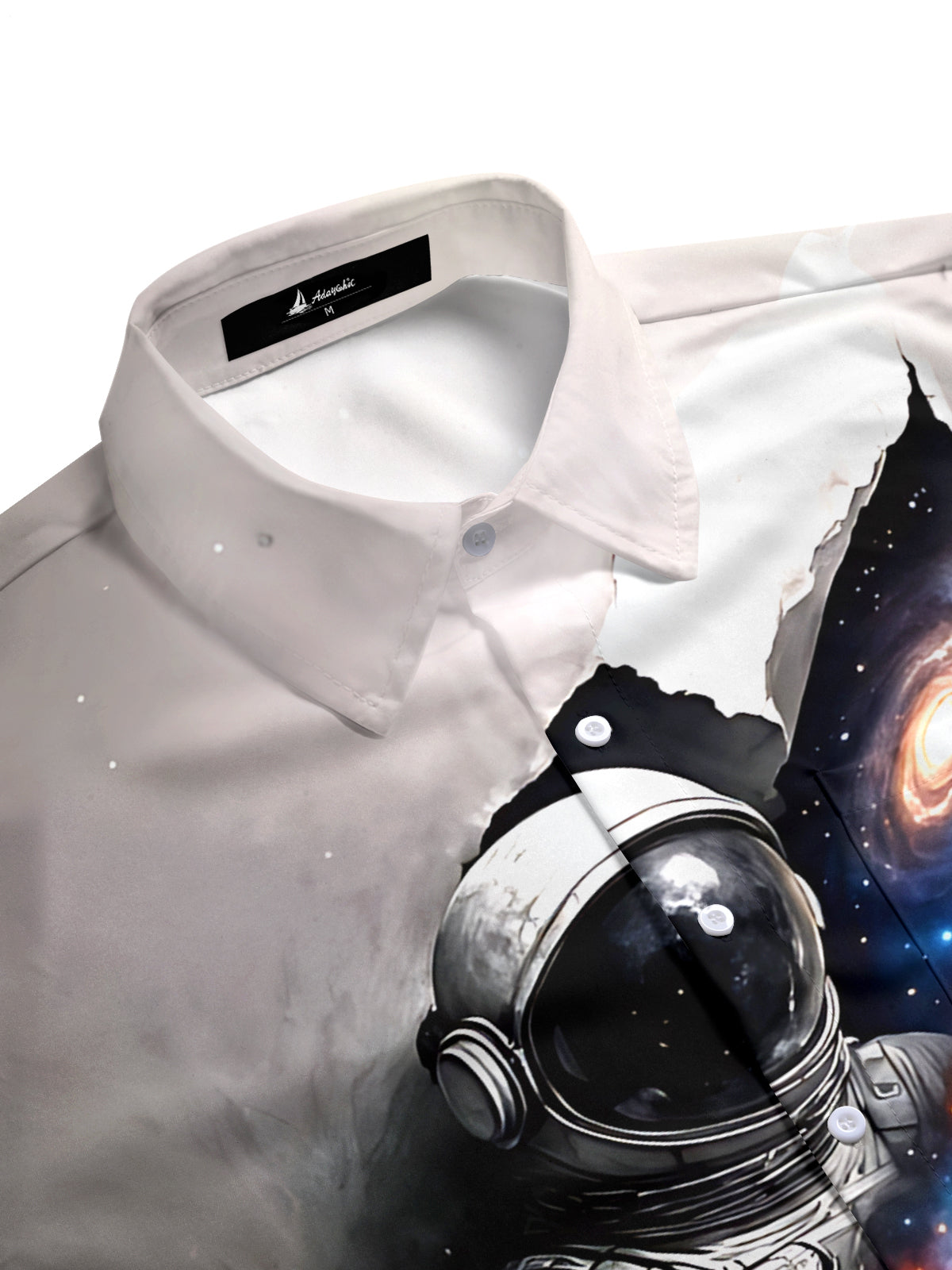 Space Astronaut Print Men's Pocket Short Sleeve Shirts