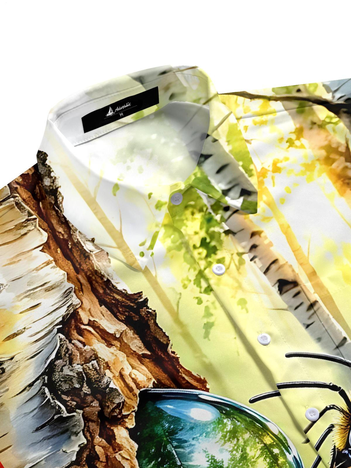 Bee Print Men's Pocket Short Sleeve Shirts