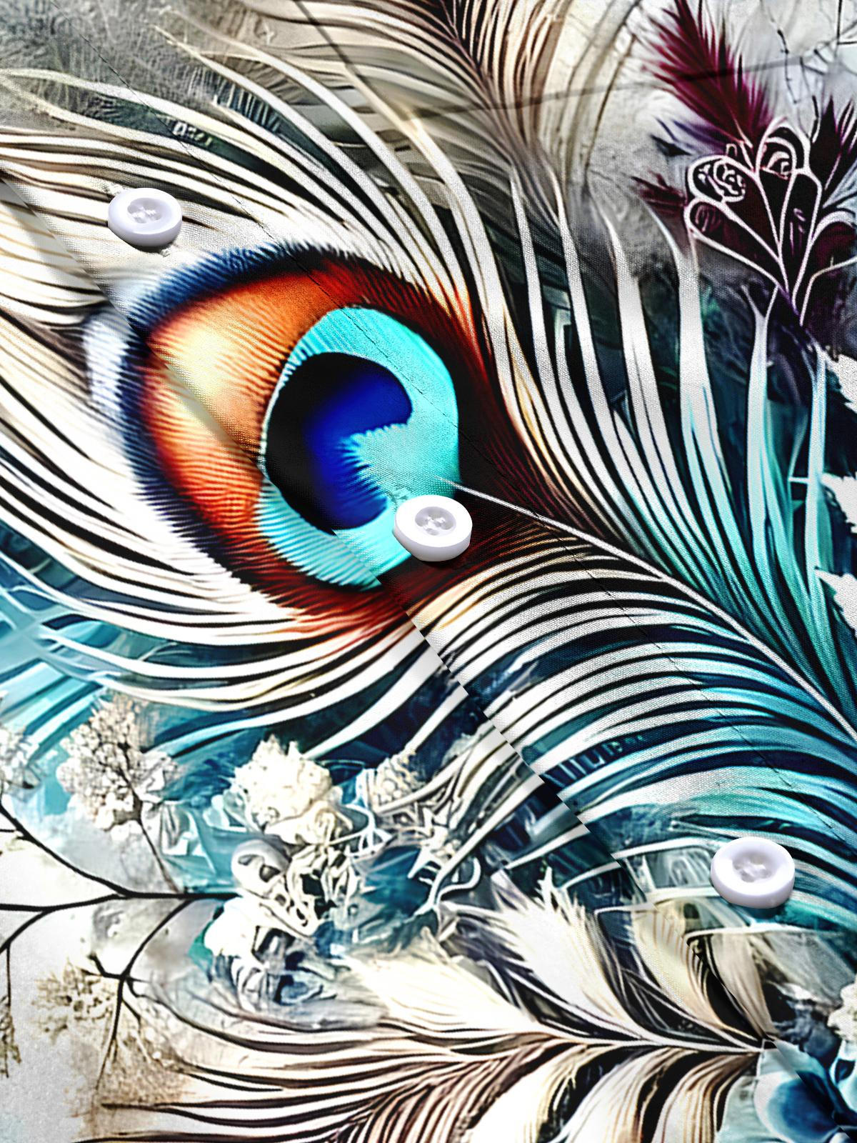 Animals Peacock Feathers Men's Pocket Short Sleeve Shirts