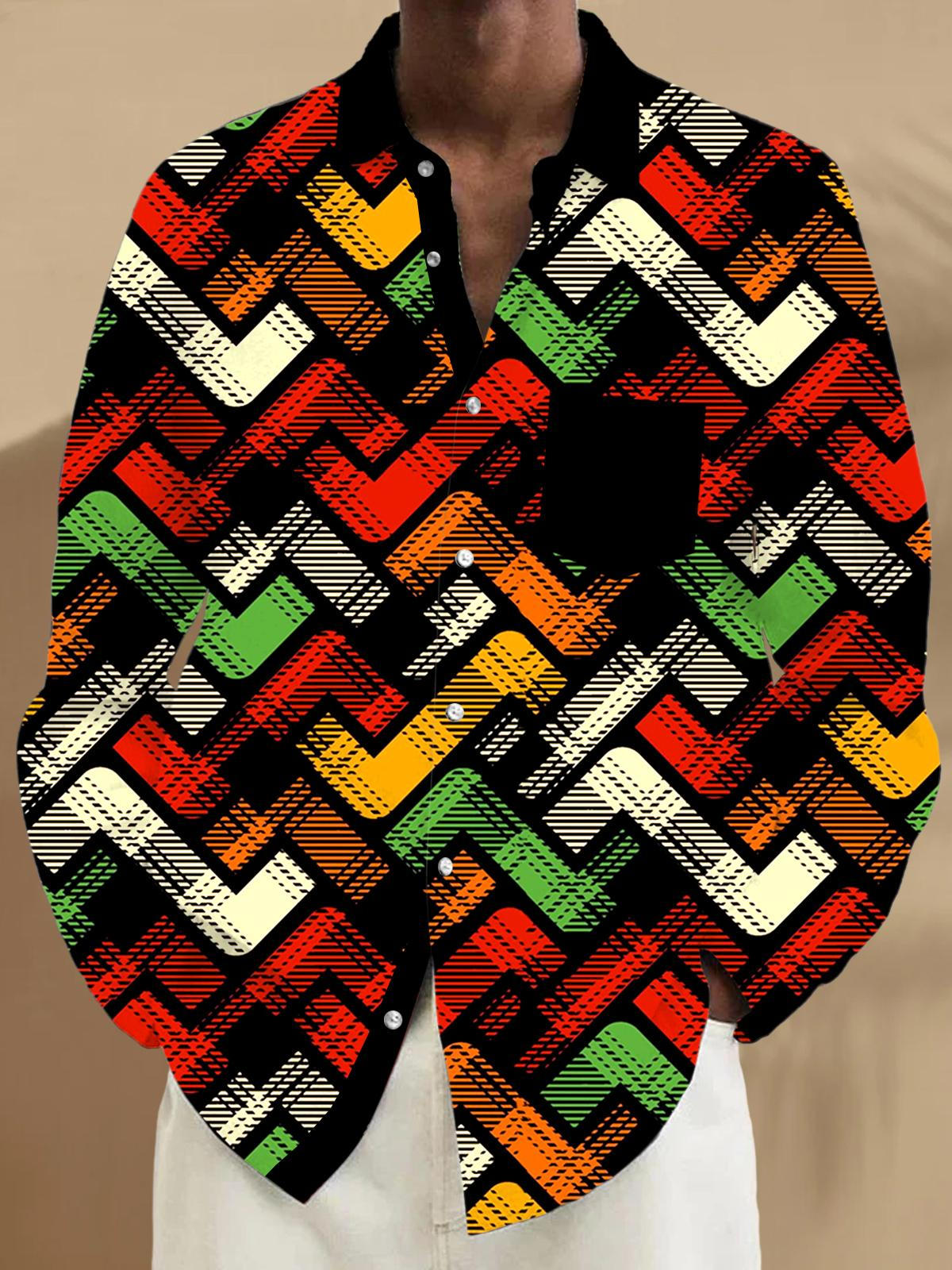 Geometry Men's Pocket Long Sleeve Shirts