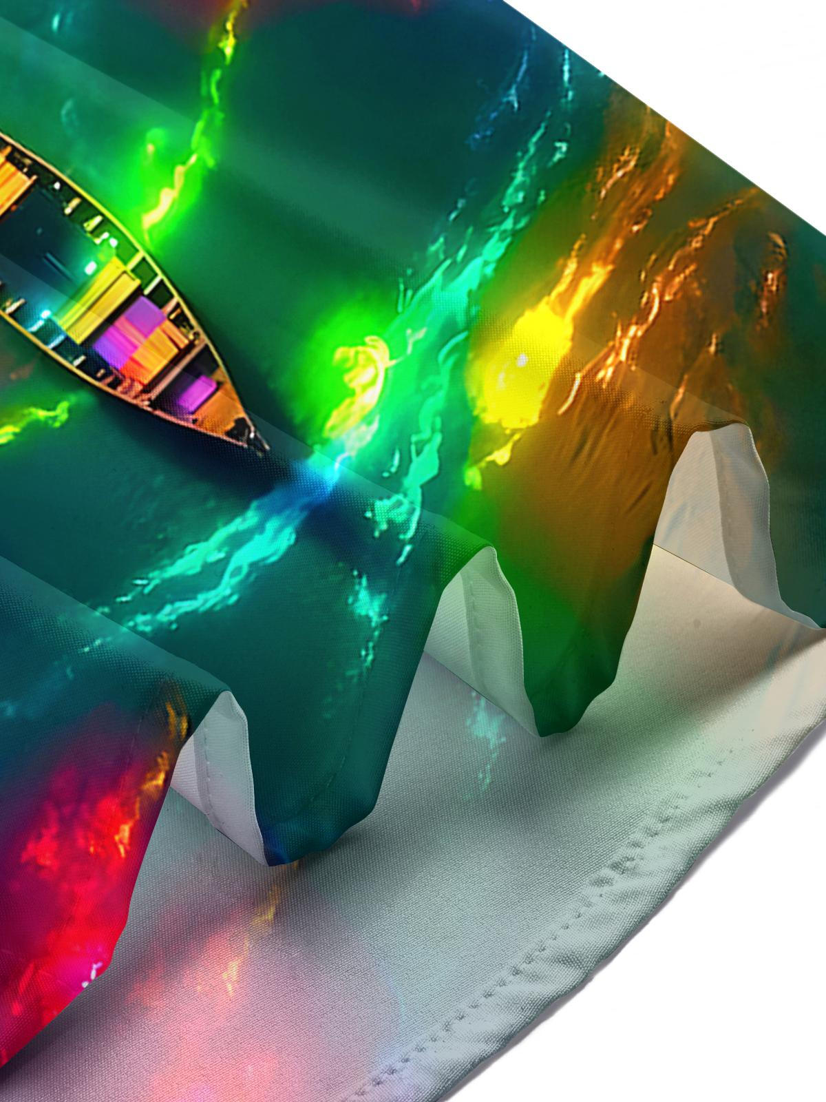 Hawaiian Tie Dye Boat Men's Pocket Short Sleeve Shirts