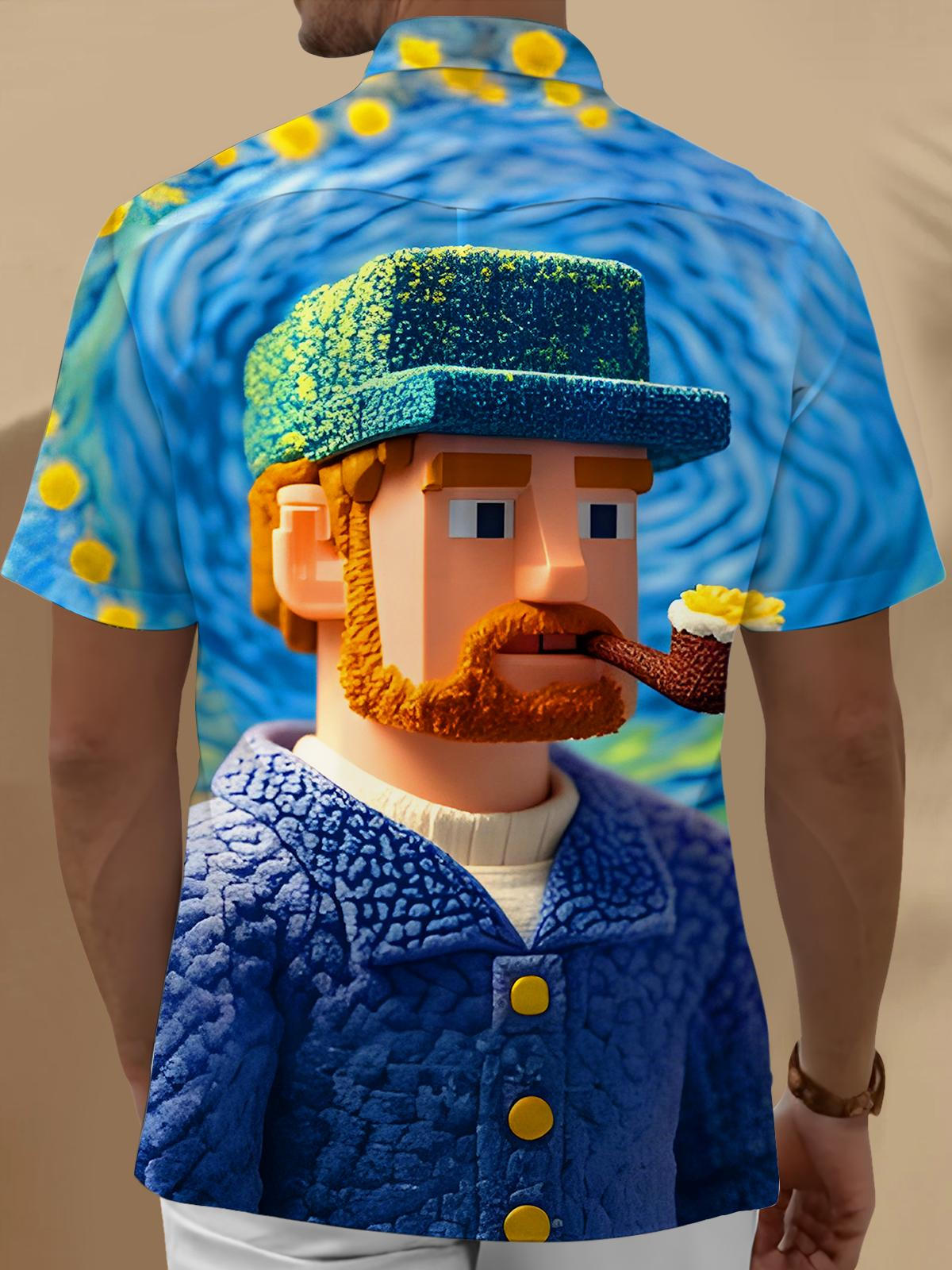 Fun Art Building Blocks Man Men's Pocket Short Sleeve Shirts