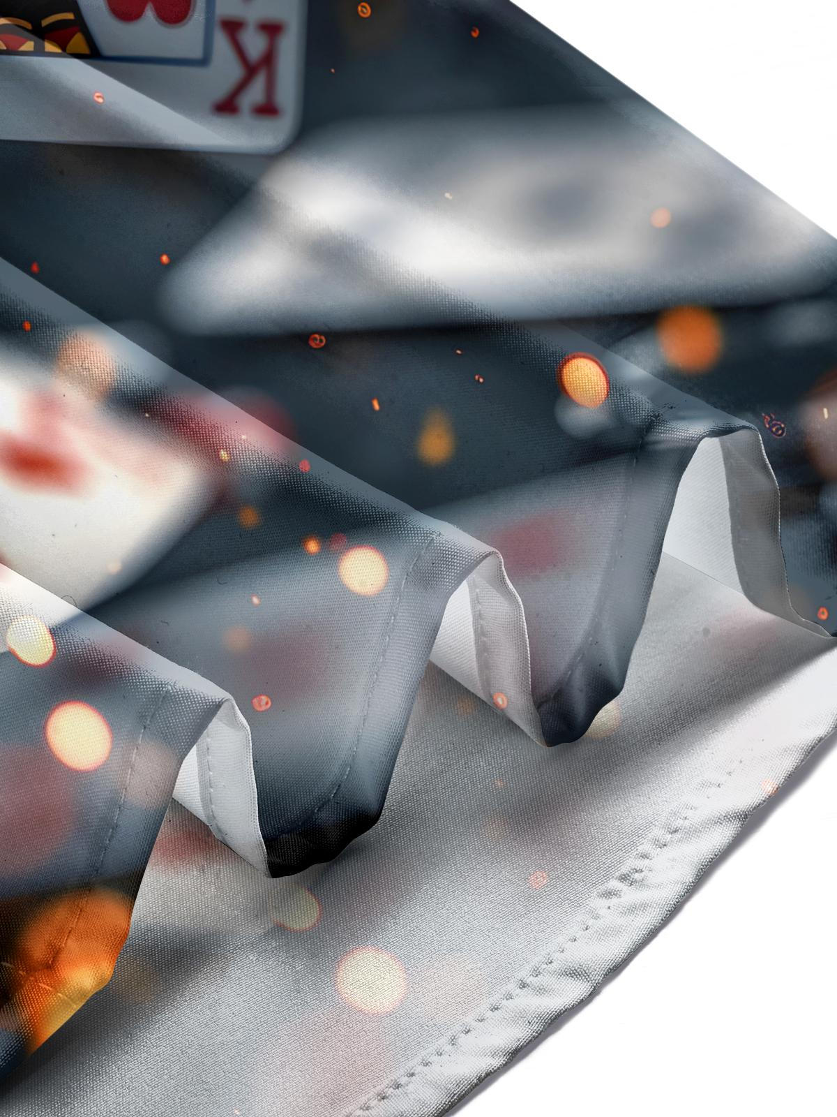 Poker Print Men's Pocket Short Sleeve Shirts