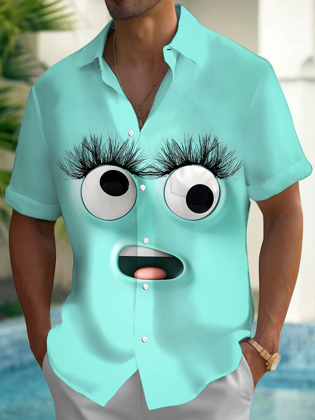 Funny Face Men's Pocket Short Sleeve Shirts