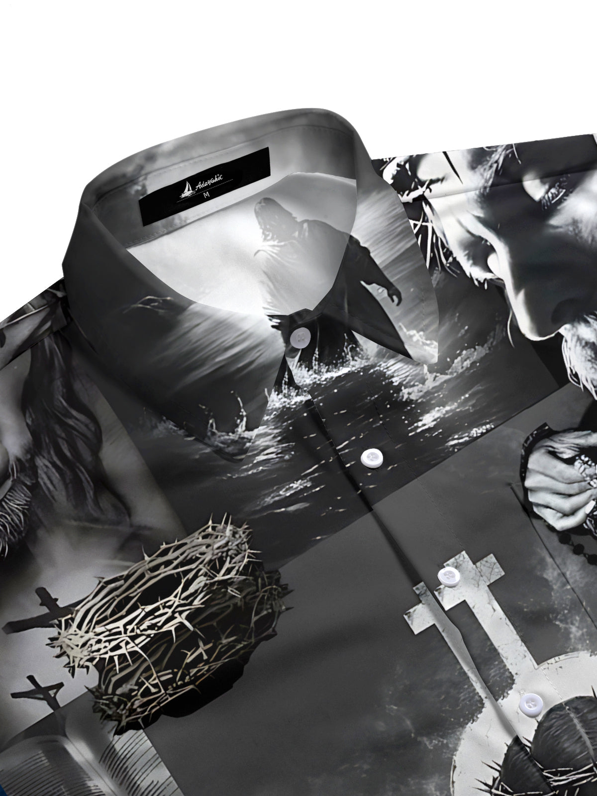 Christian Jesus Print Men's Pocket Short Sleeve Shirts