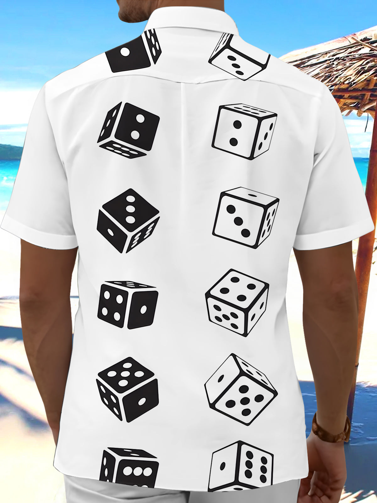 Dice Print Men's Pocket Short Sleeve Shirts