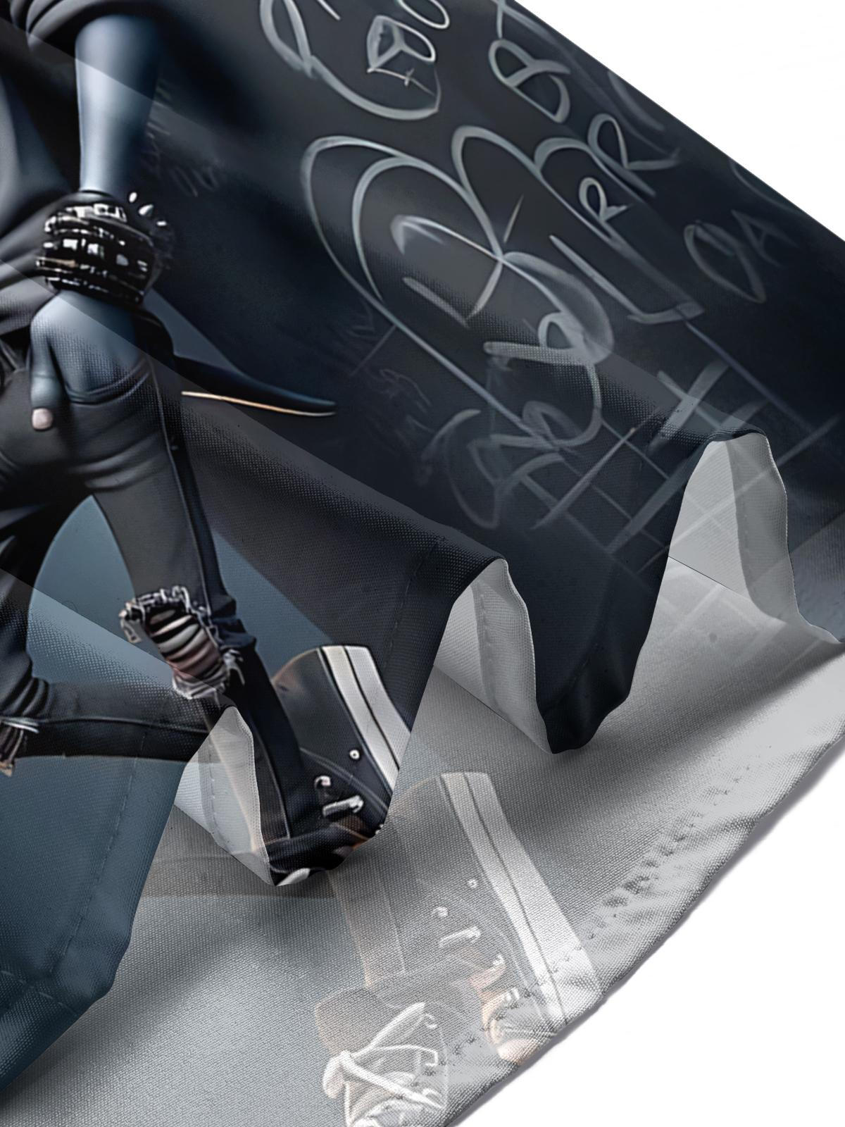 Cartoon Dog Print Men's Pocket Short Sleeve Shirts